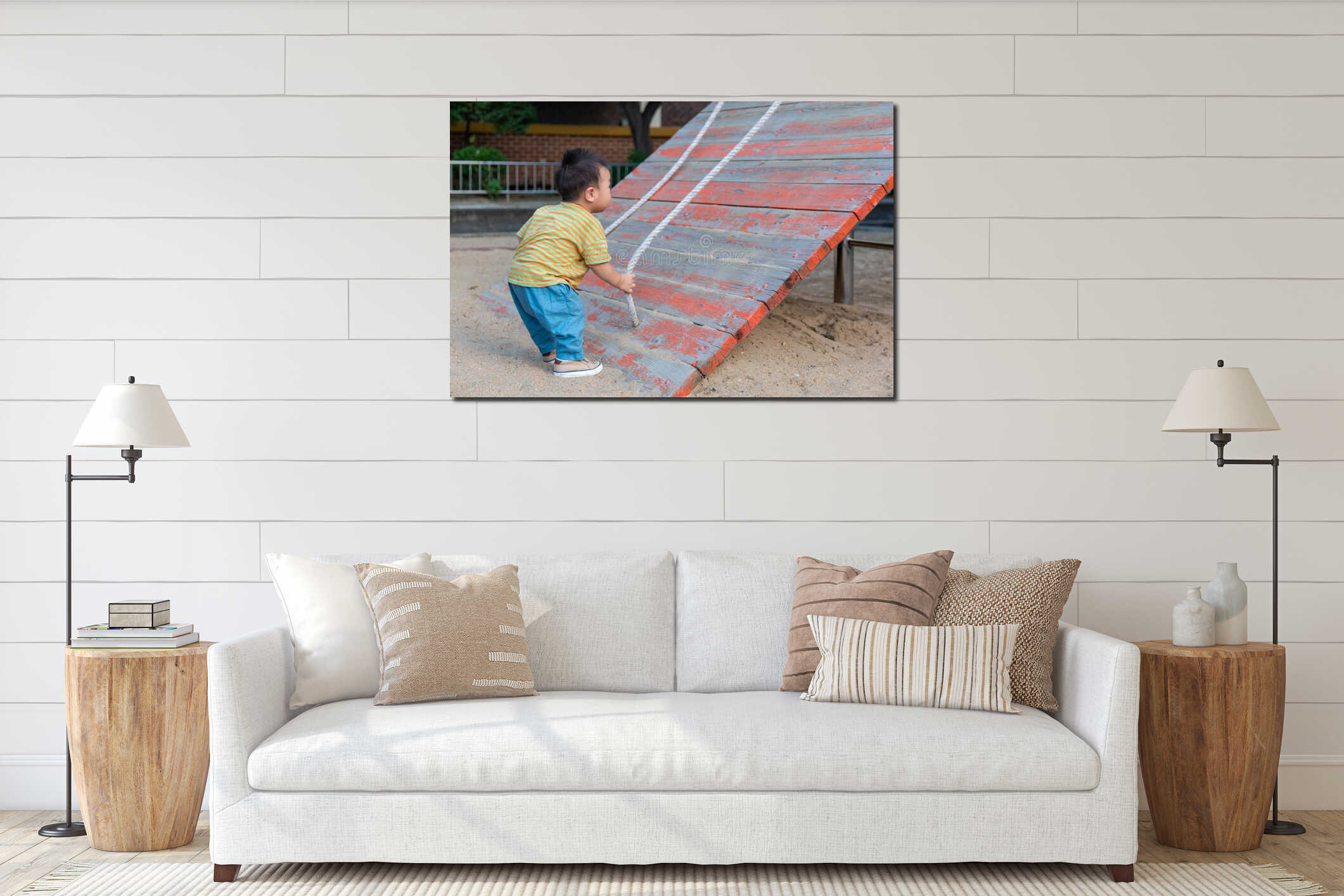 Canvas hanging interior mockup