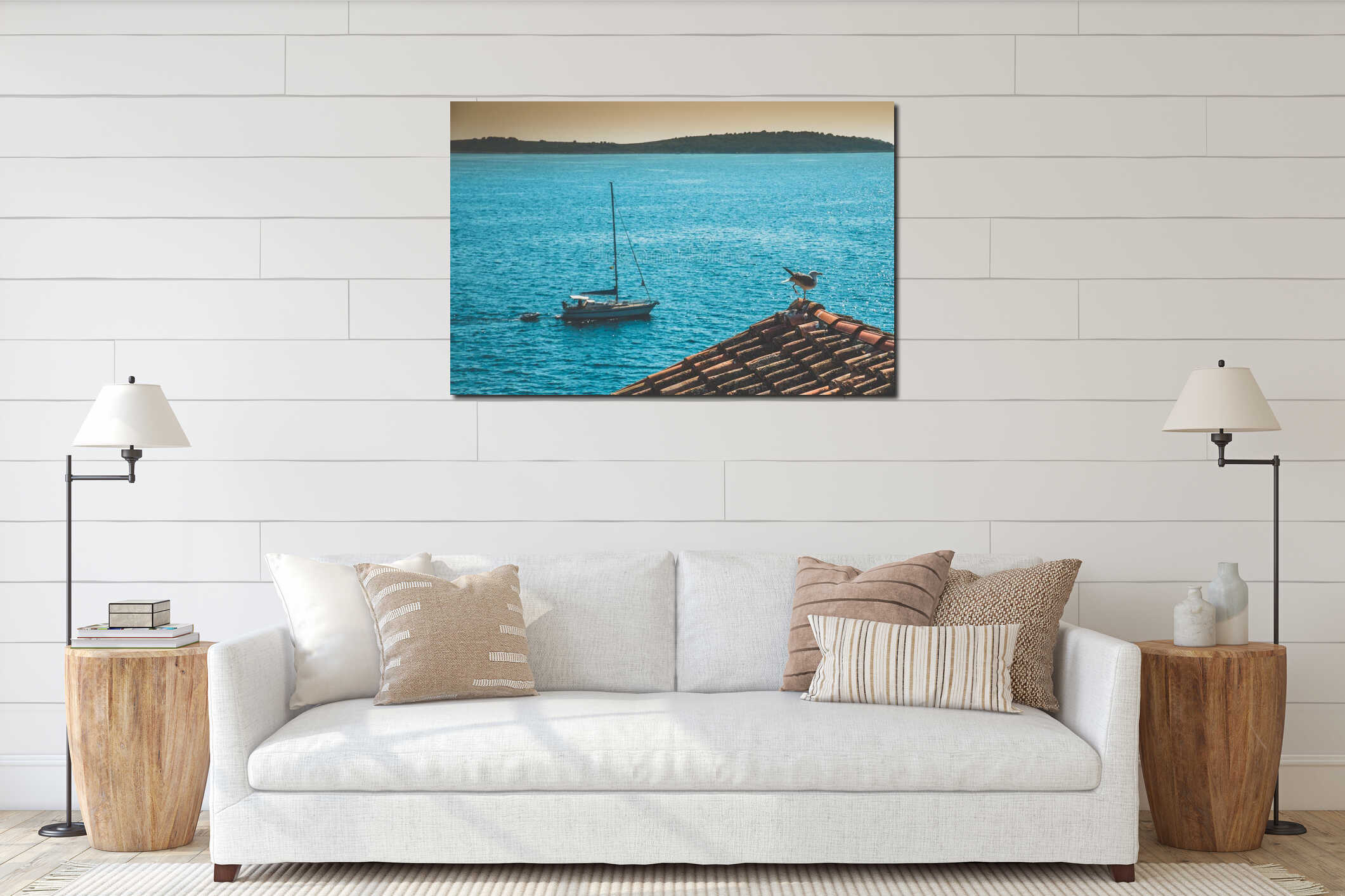 Canvas hanging interior mockup