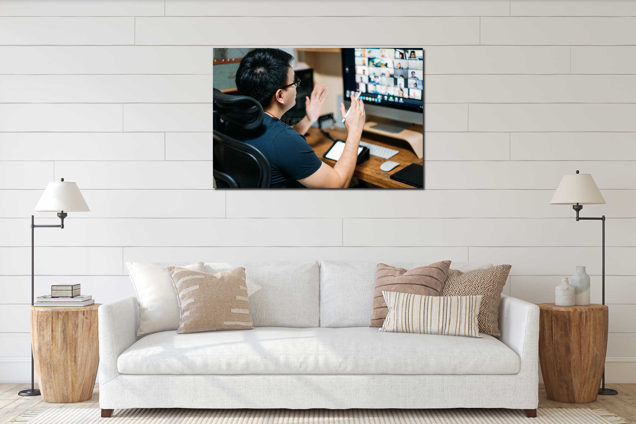 Canvas hanging interior mockup