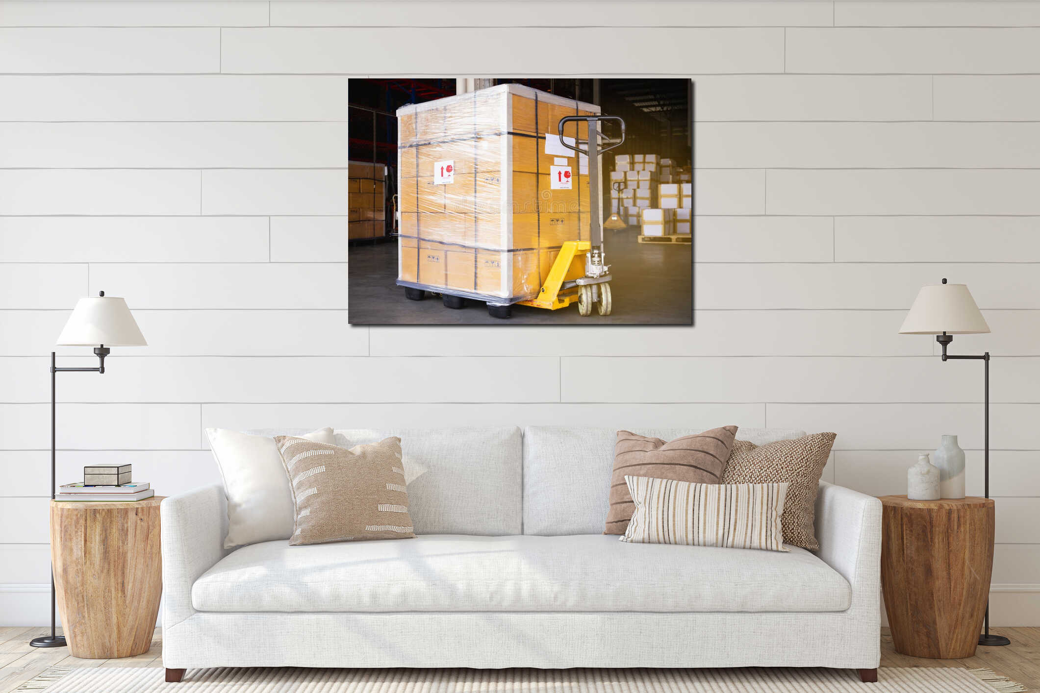 Canvas hanging interior mockup