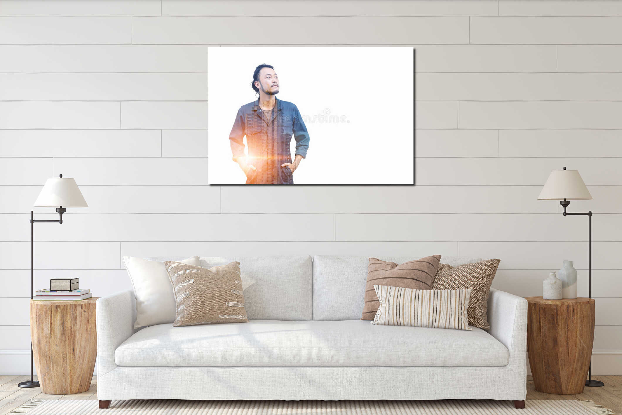 Canvas hanging interior mockup