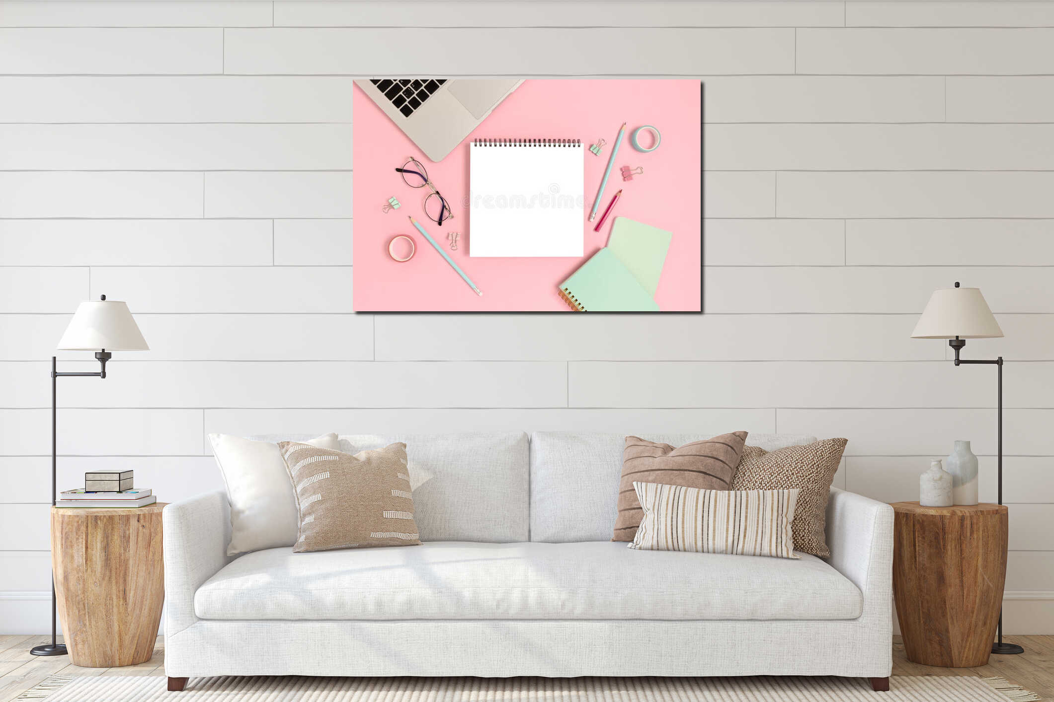 Canvas hanging interior mockup