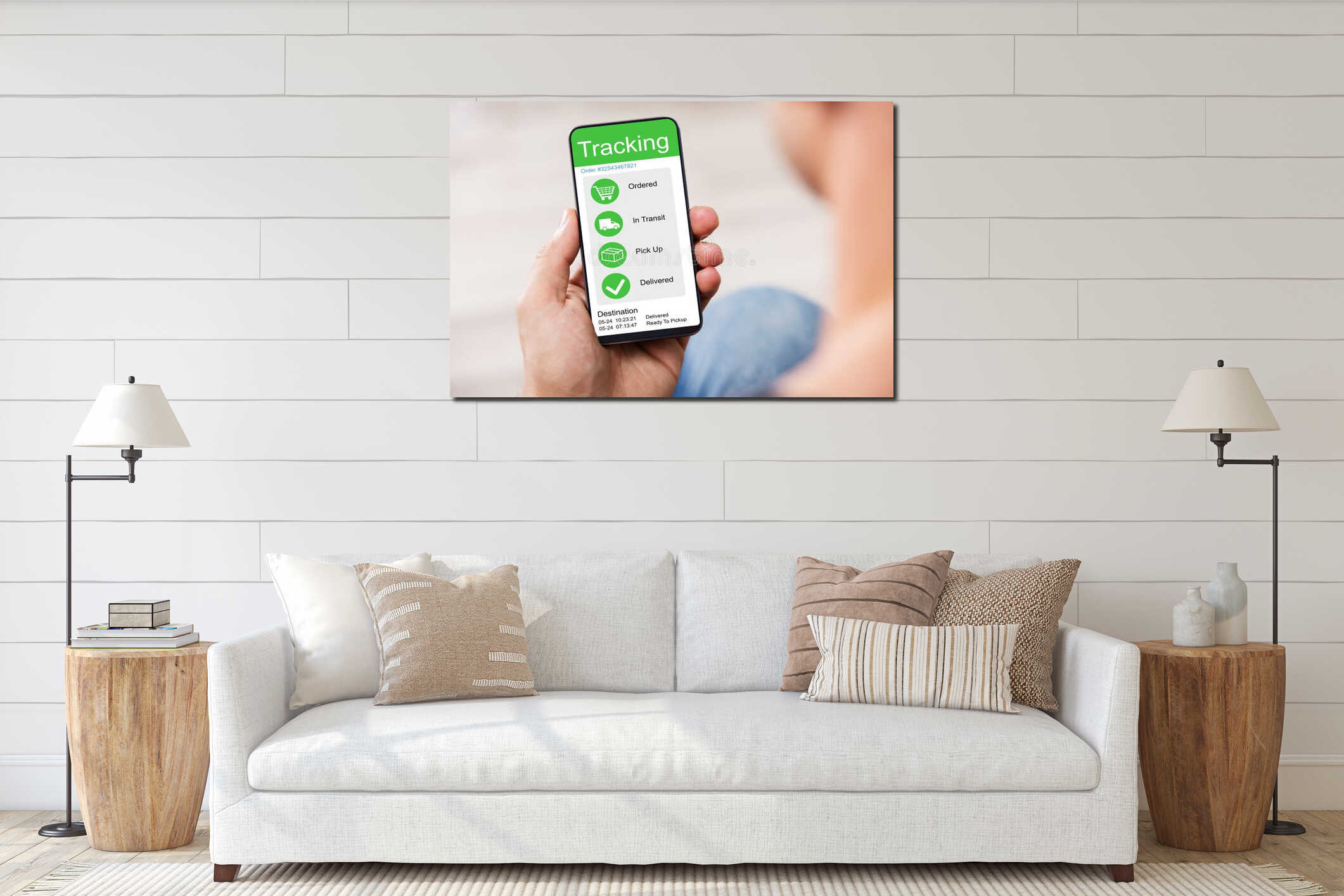 Canvas hanging interior mockup