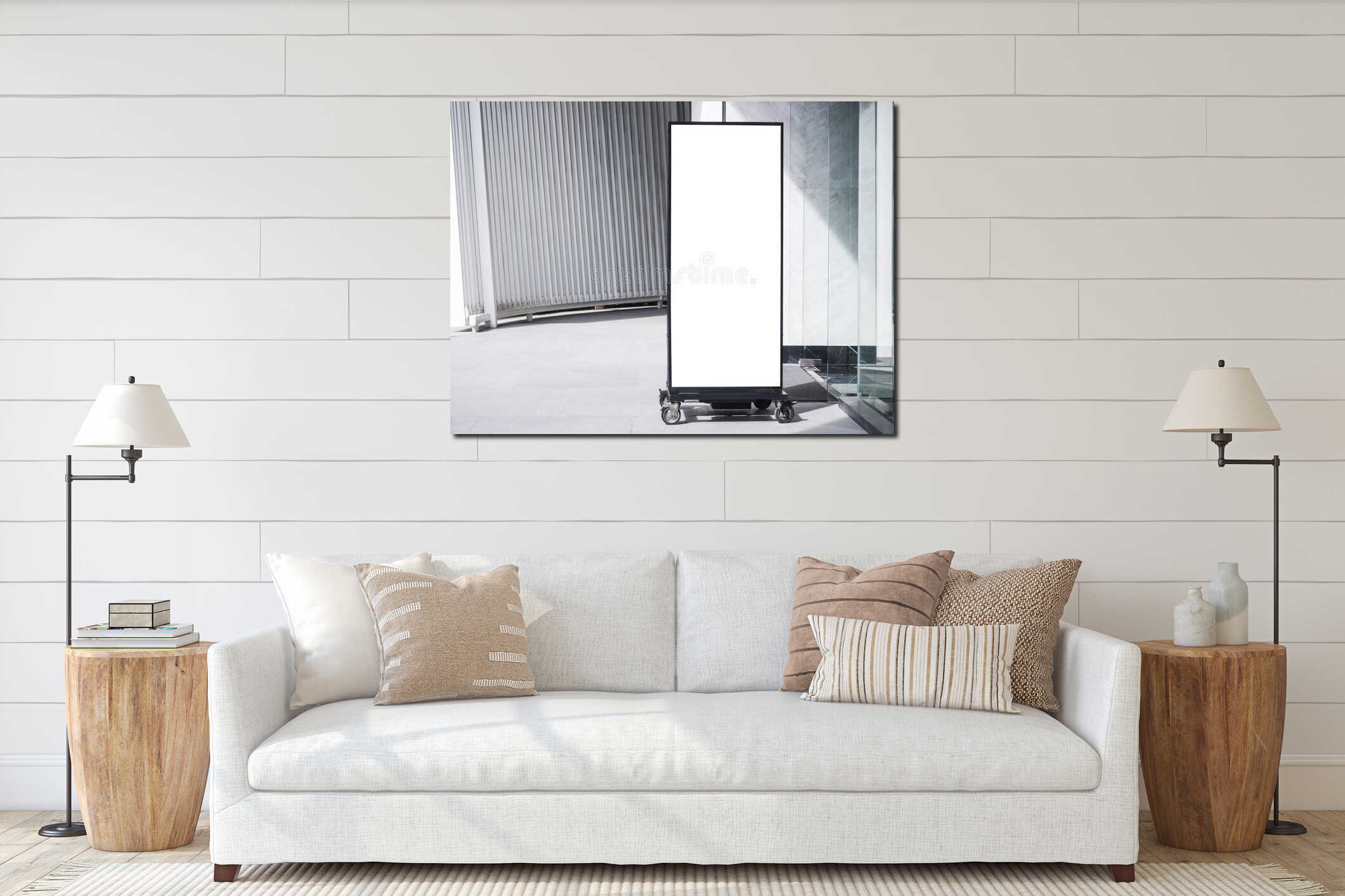 Canvas hanging interior mockup