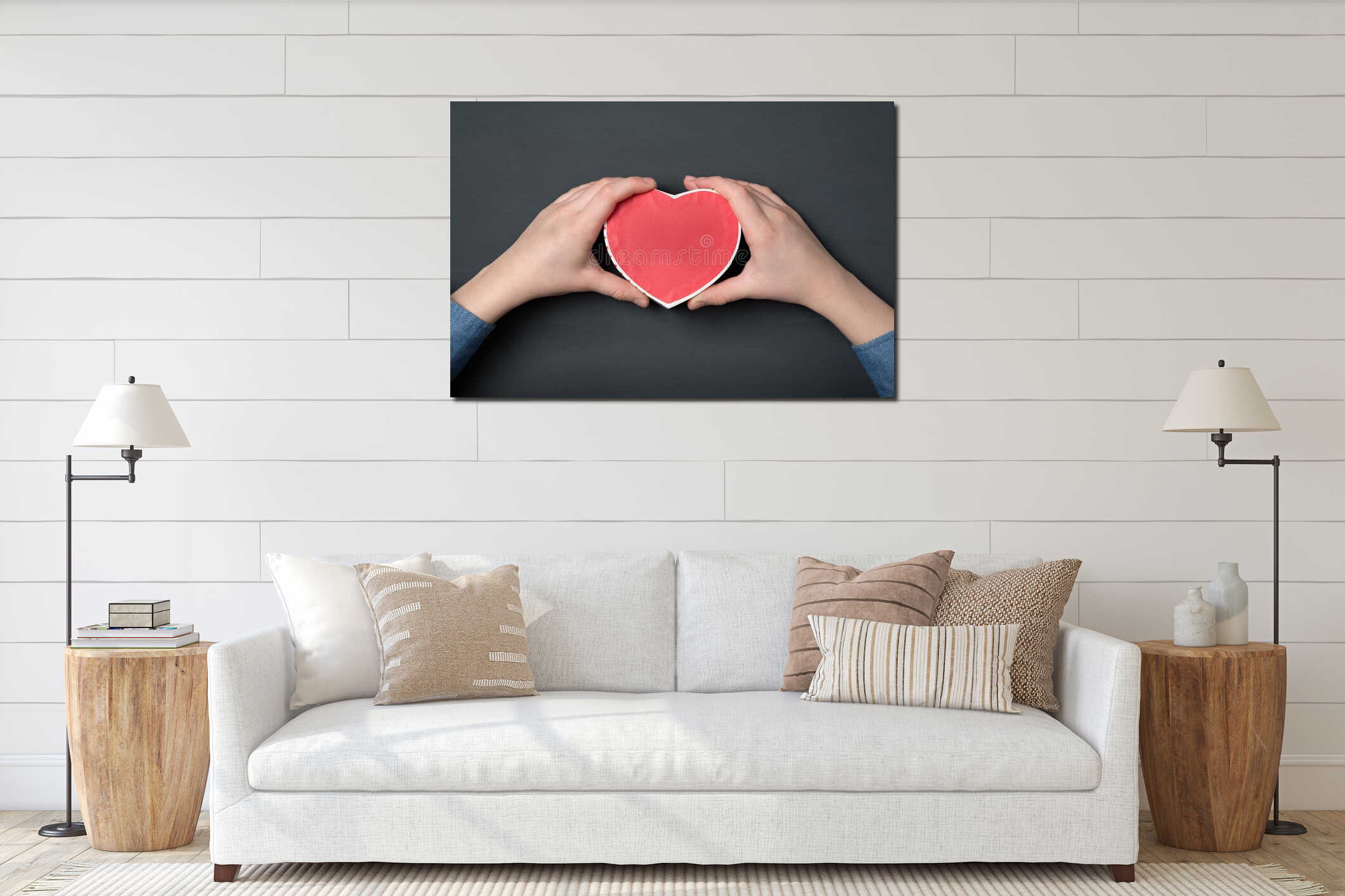 Canvas hanging interior mockup