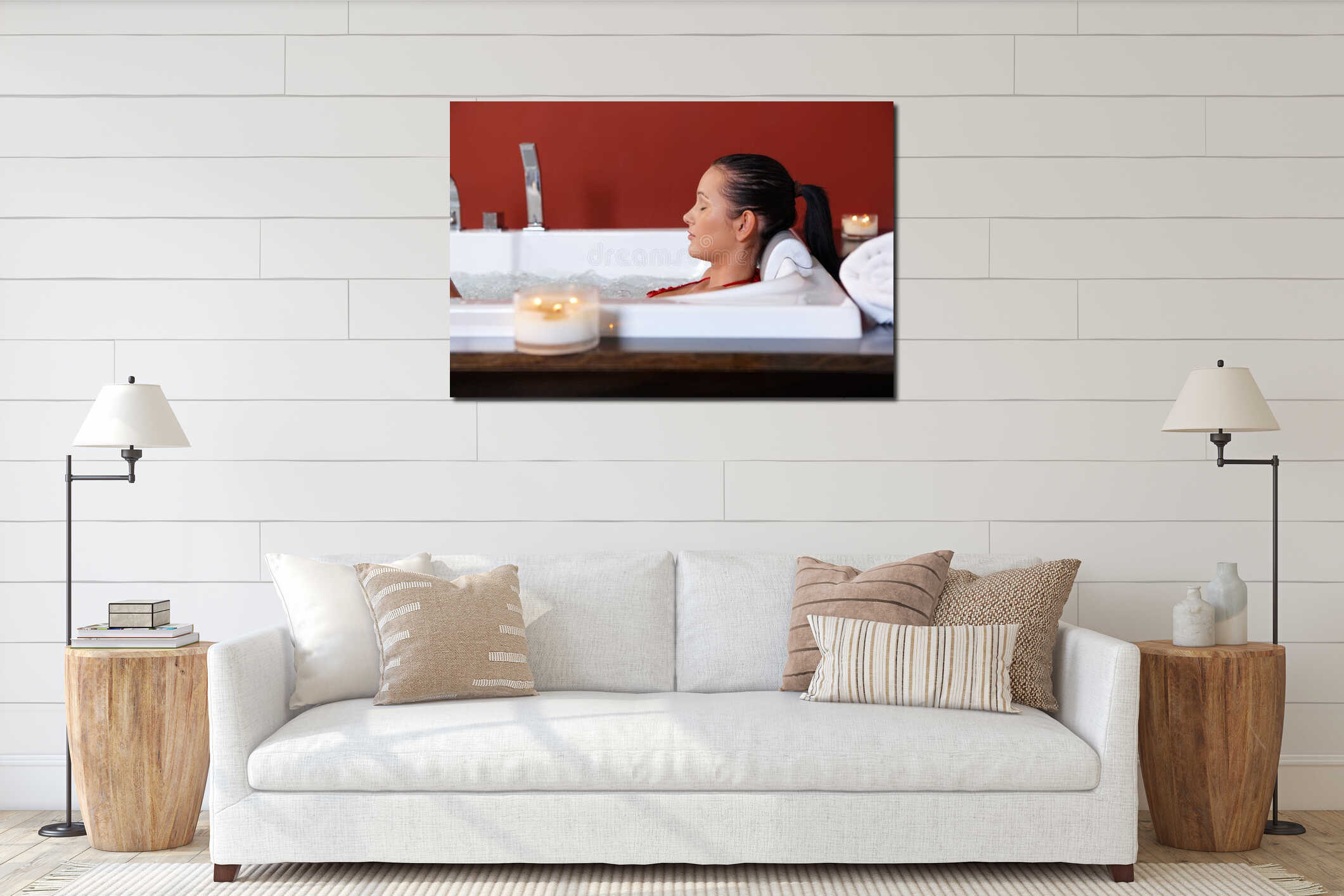 Canvas hanging interior mockup