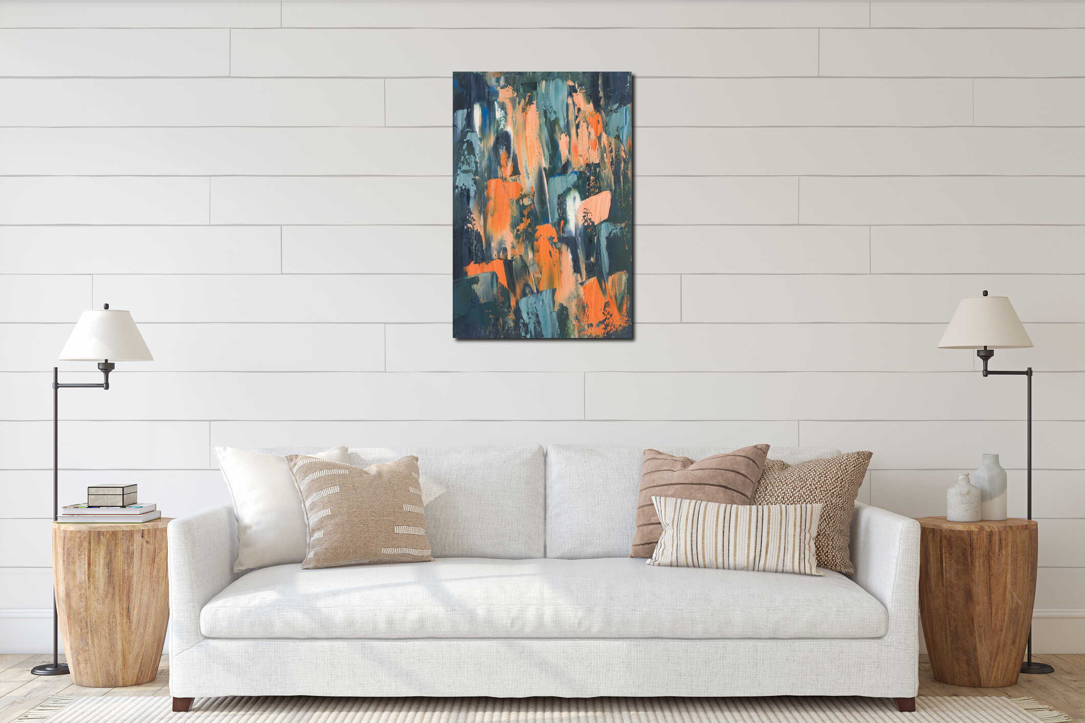 Canvas hanging interior mockup