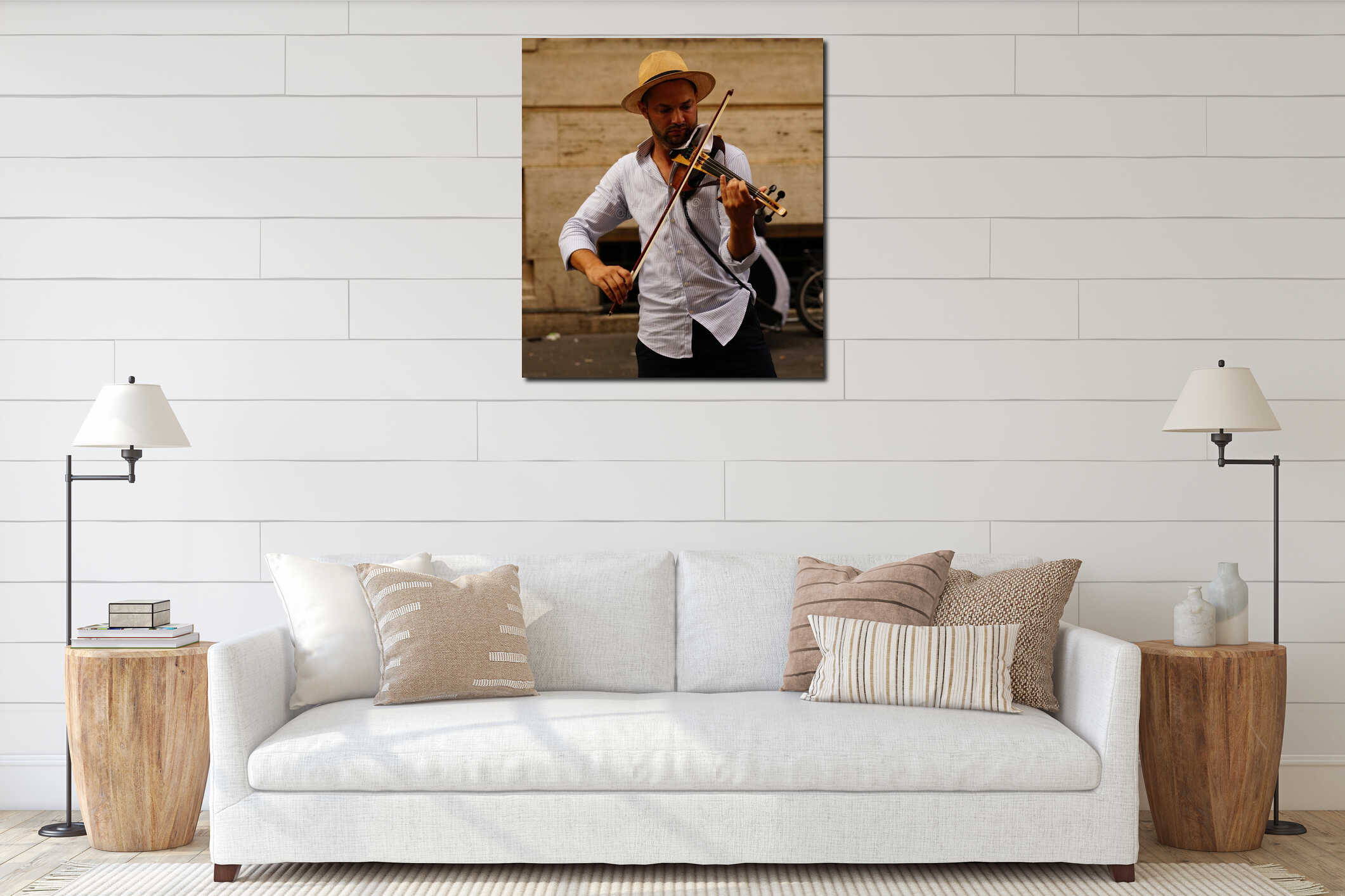 Canvas hanging interior mockup