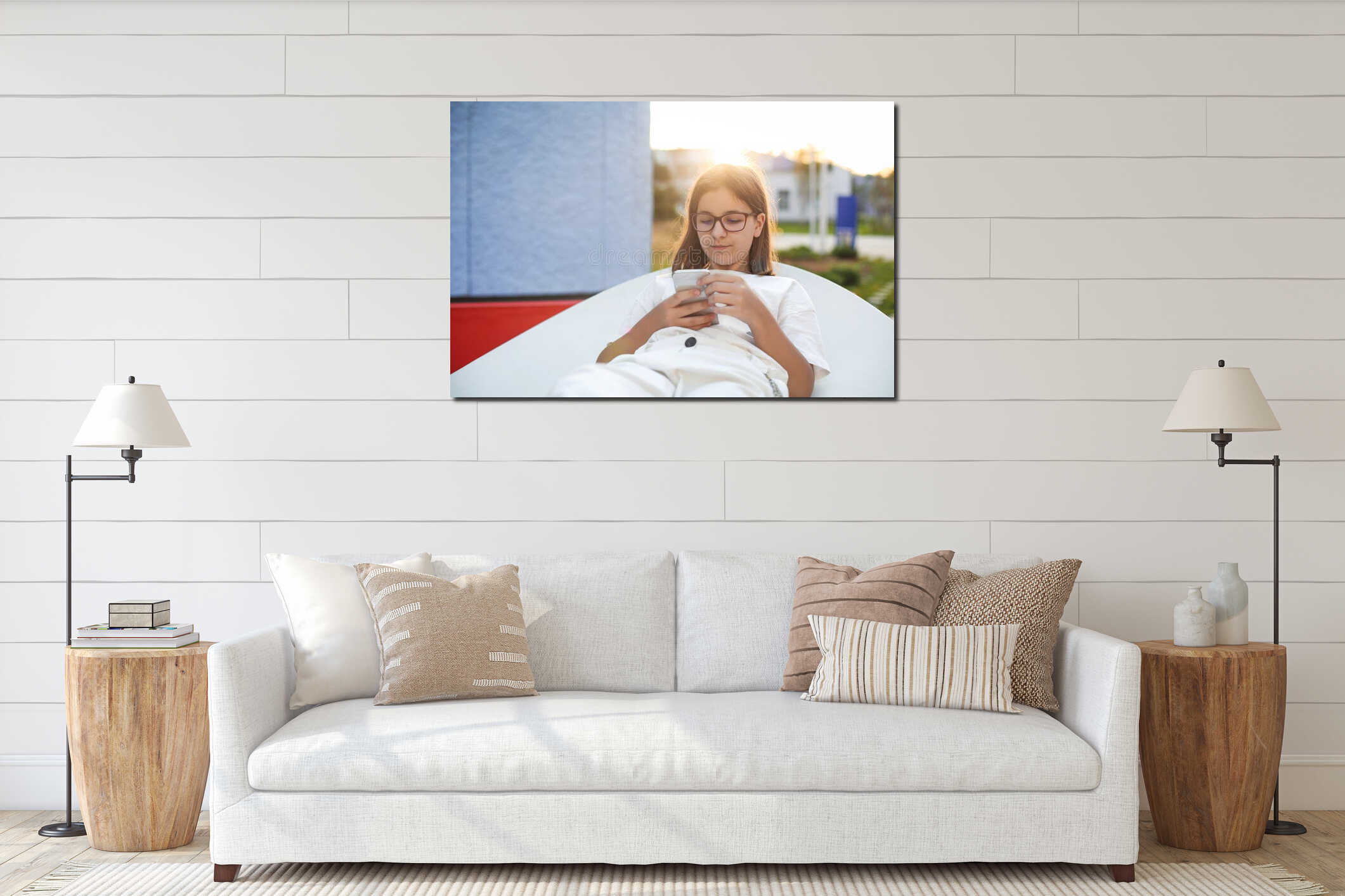 Canvas hanging interior mockup
