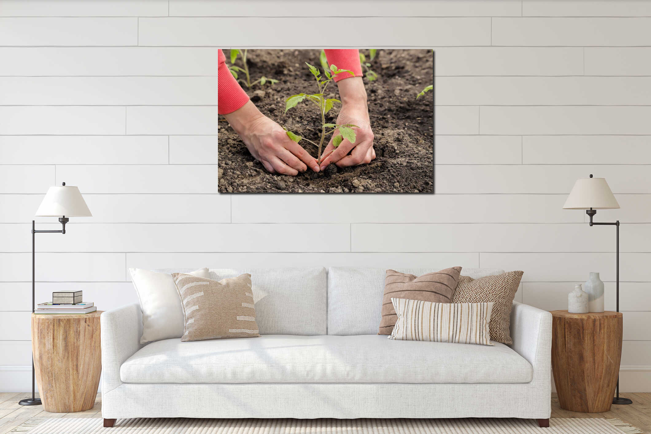 Canvas hanging interior mockup