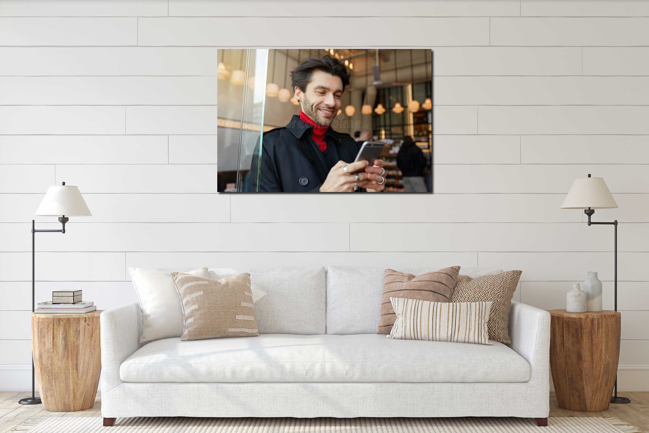 Canvas hanging interior mockup
