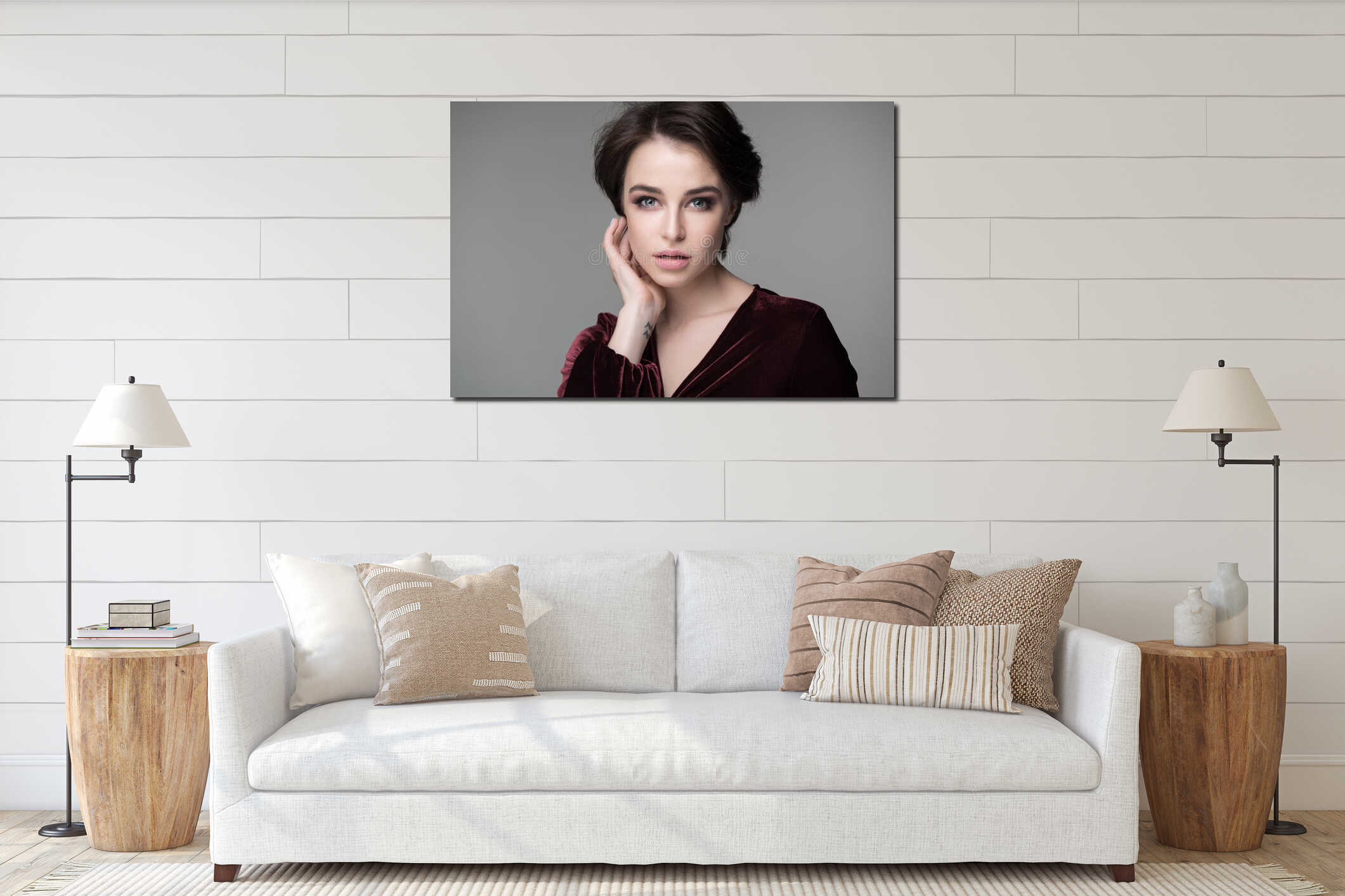 Canvas hanging interior mockup