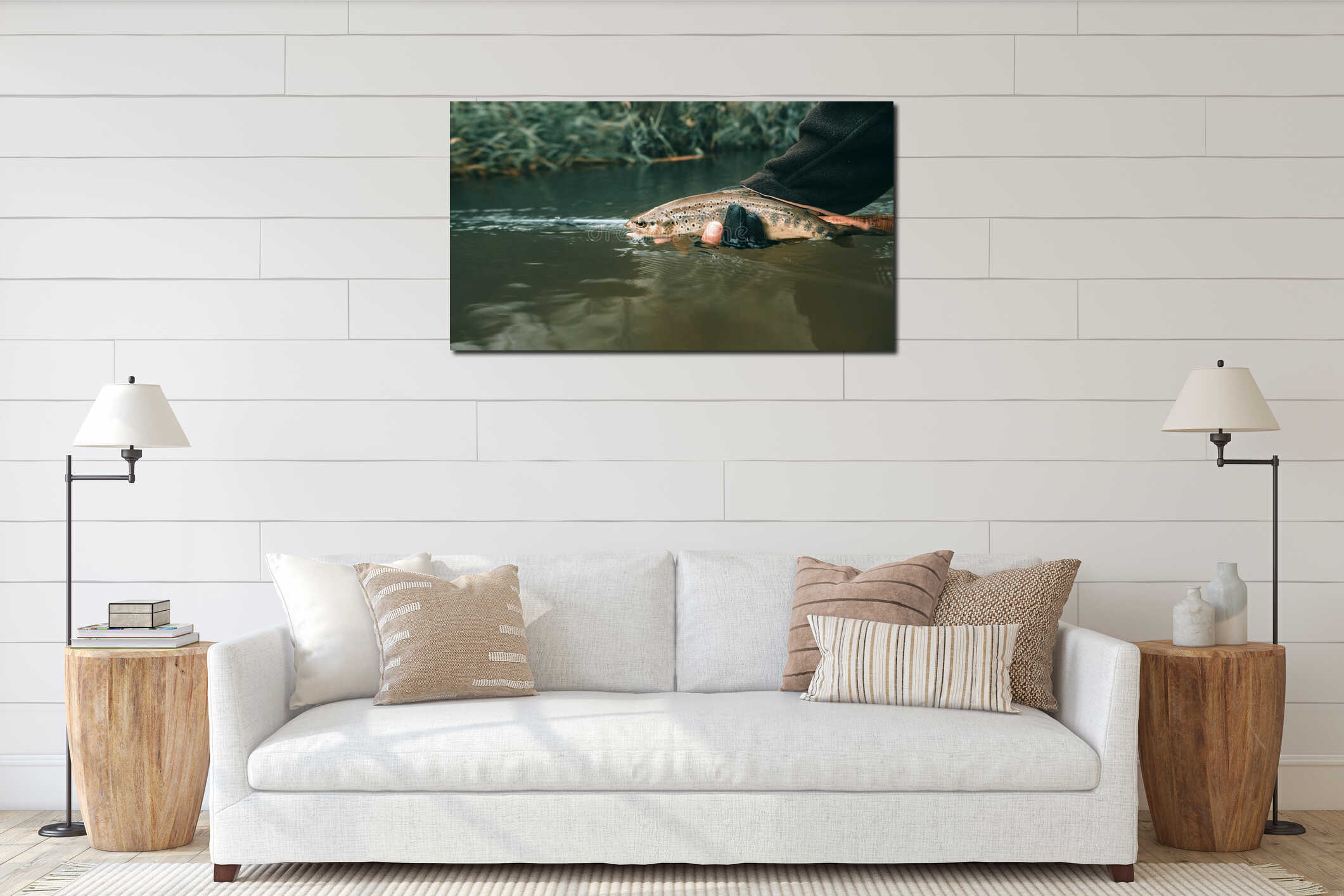 Canvas hanging interior mockup
