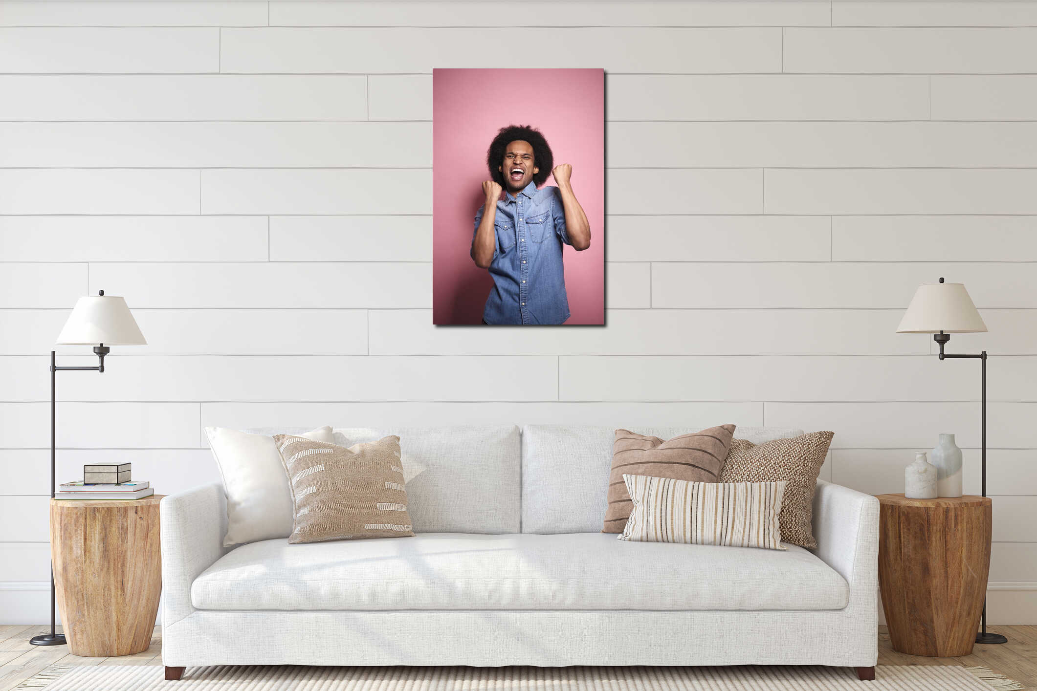 Canvas hanging interior mockup