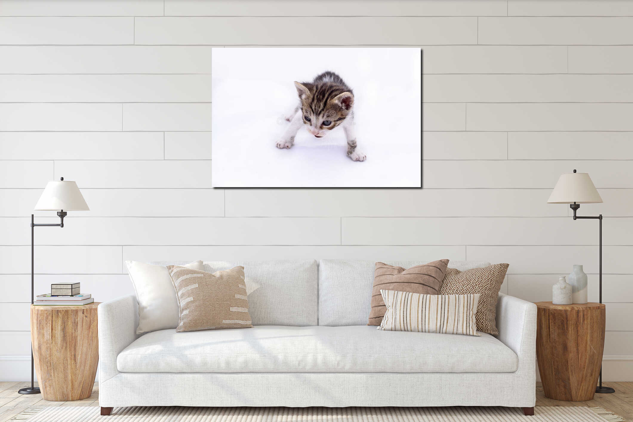 Canvas hanging interior mockup