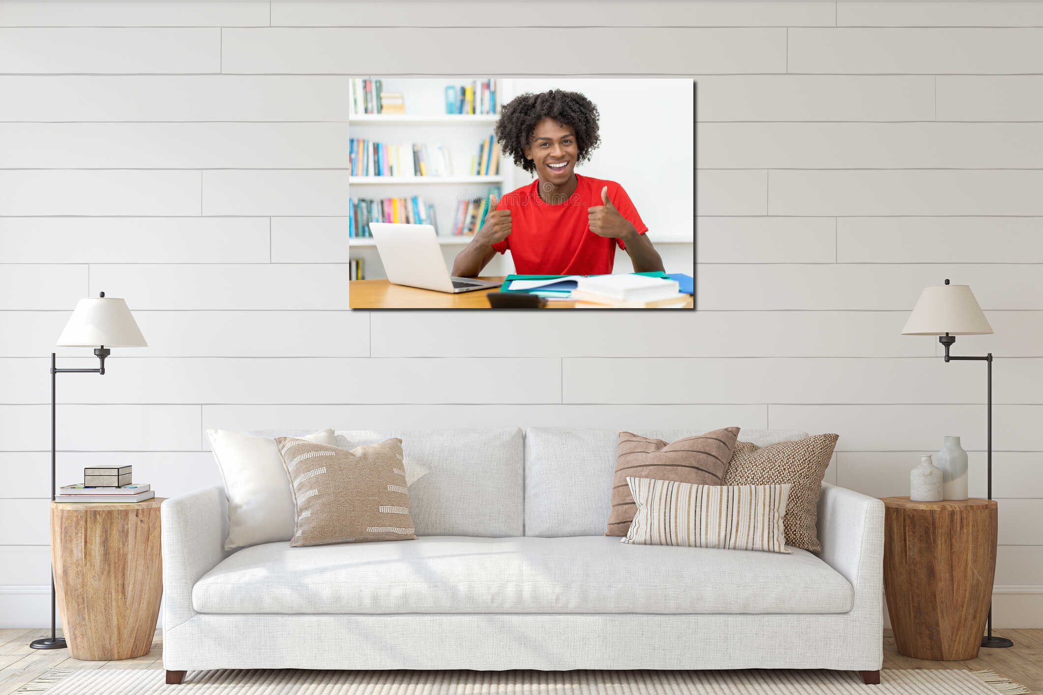Canvas hanging interior mockup