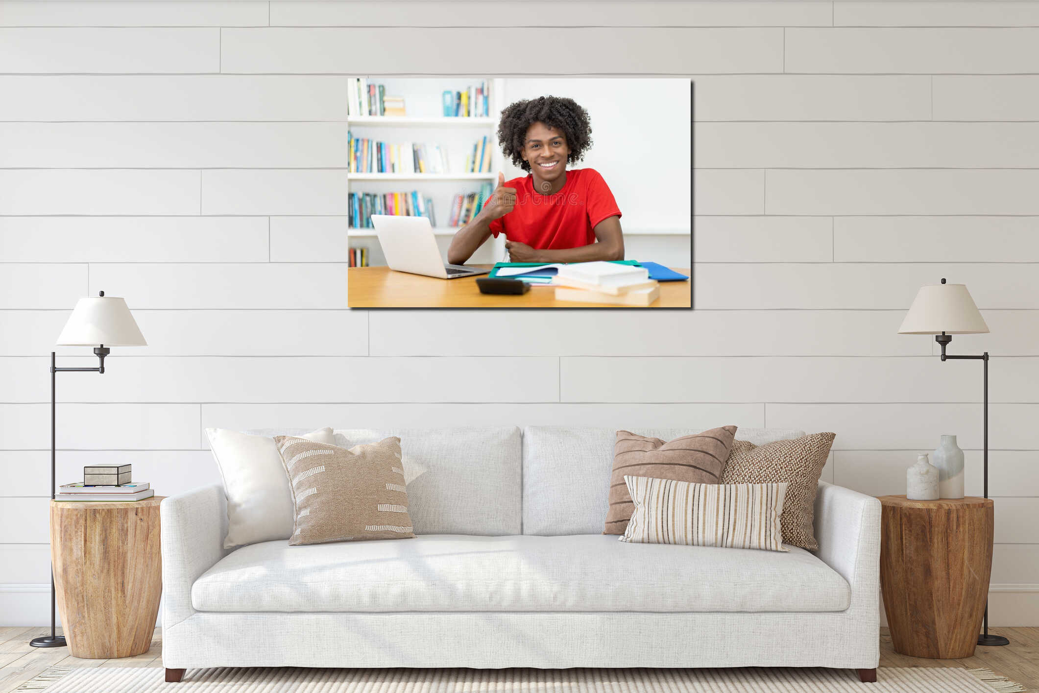 Canvas hanging interior mockup