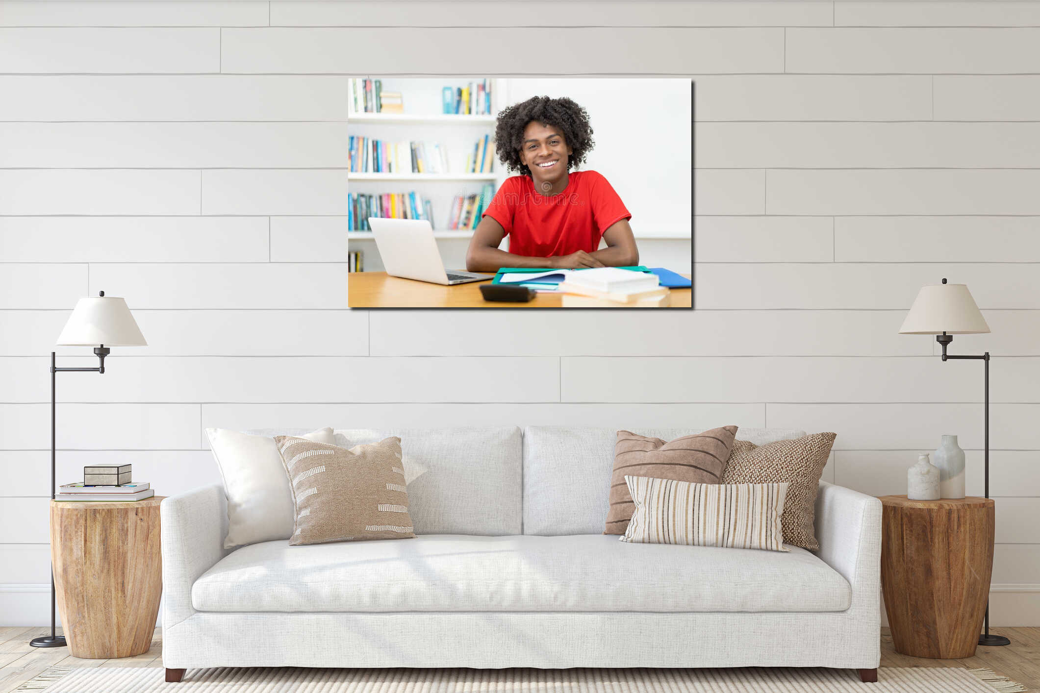 Canvas hanging interior mockup