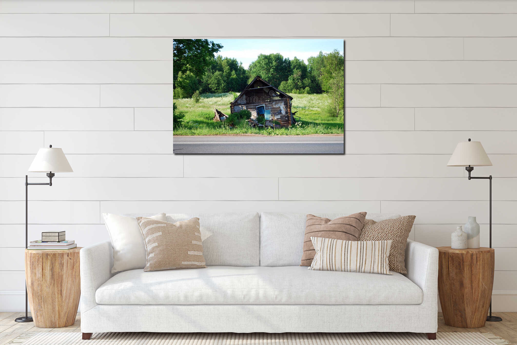 Canvas hanging interior mockup