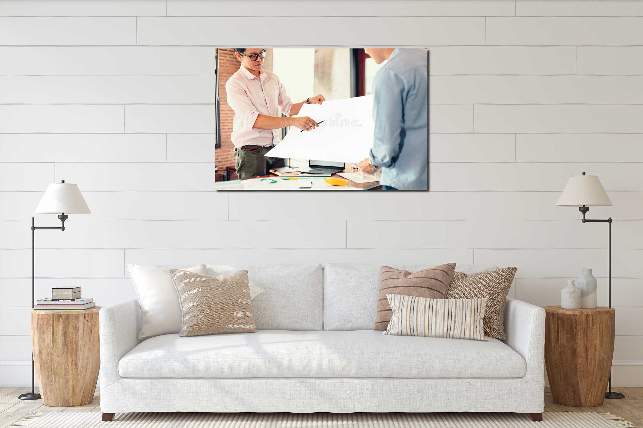 Canvas hanging interior mockup