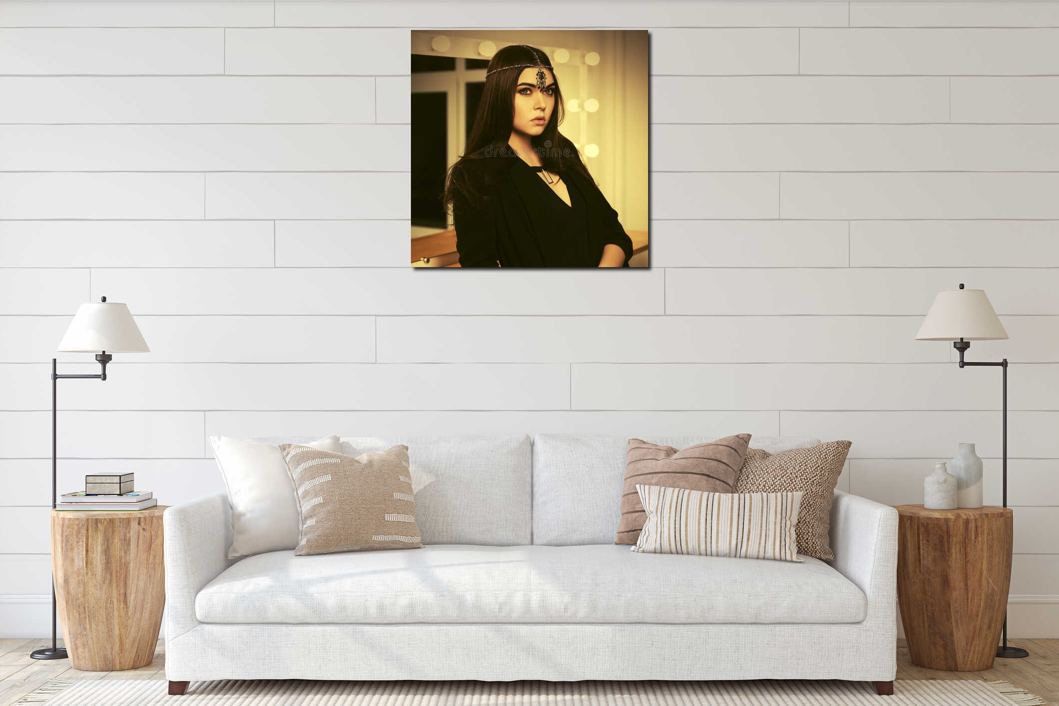 Canvas hanging interior mockup