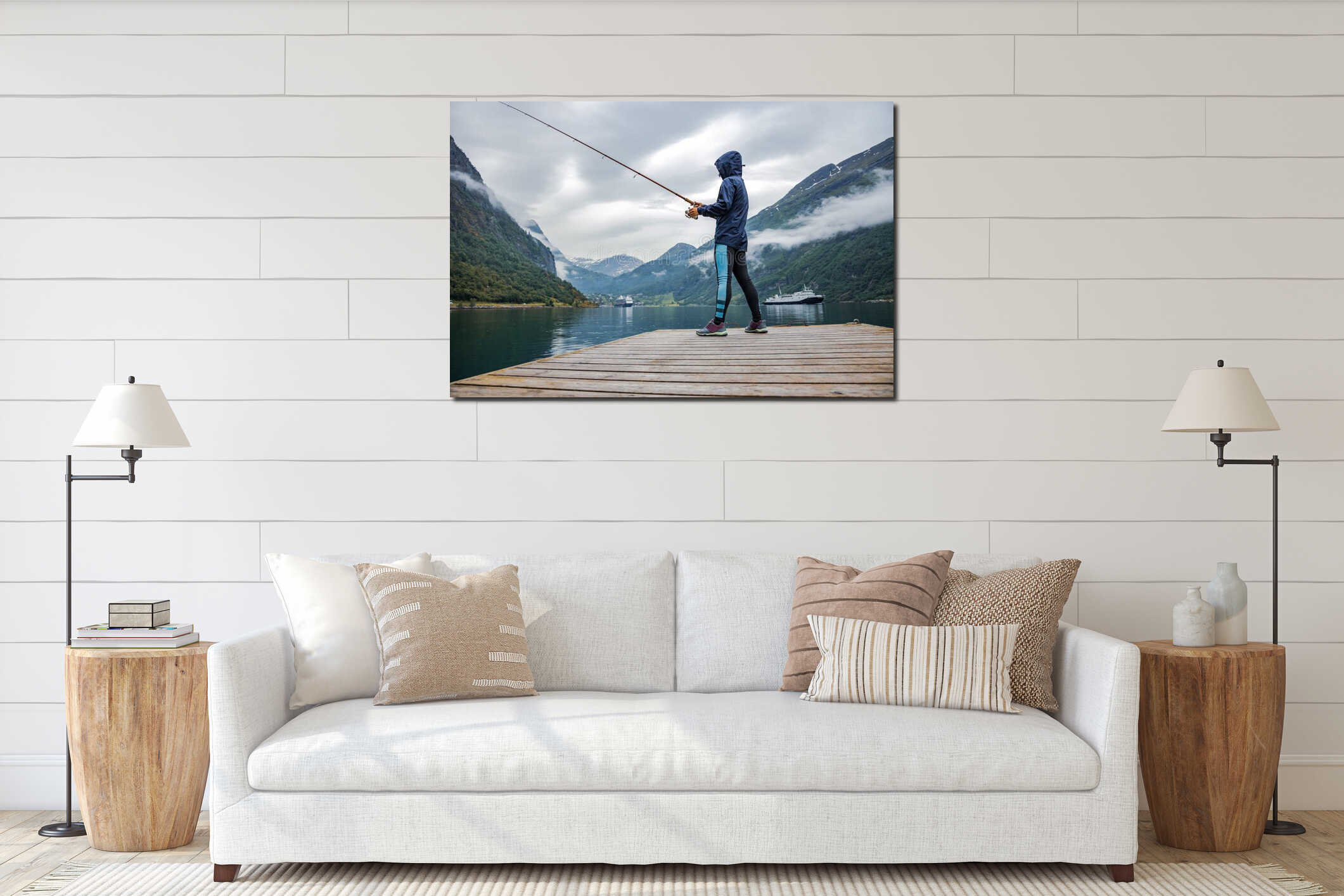 Canvas hanging interior mockup