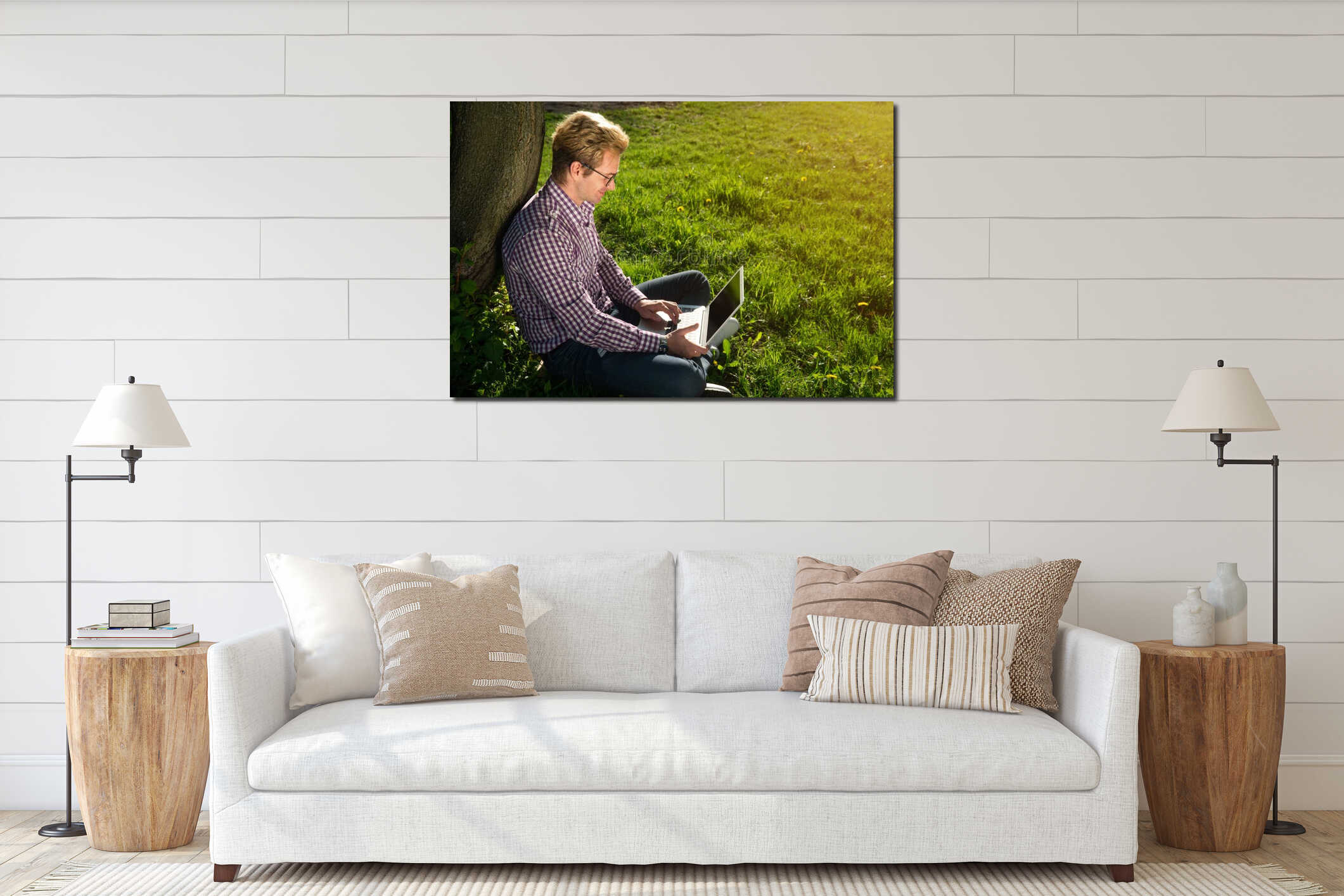 Canvas hanging interior mockup