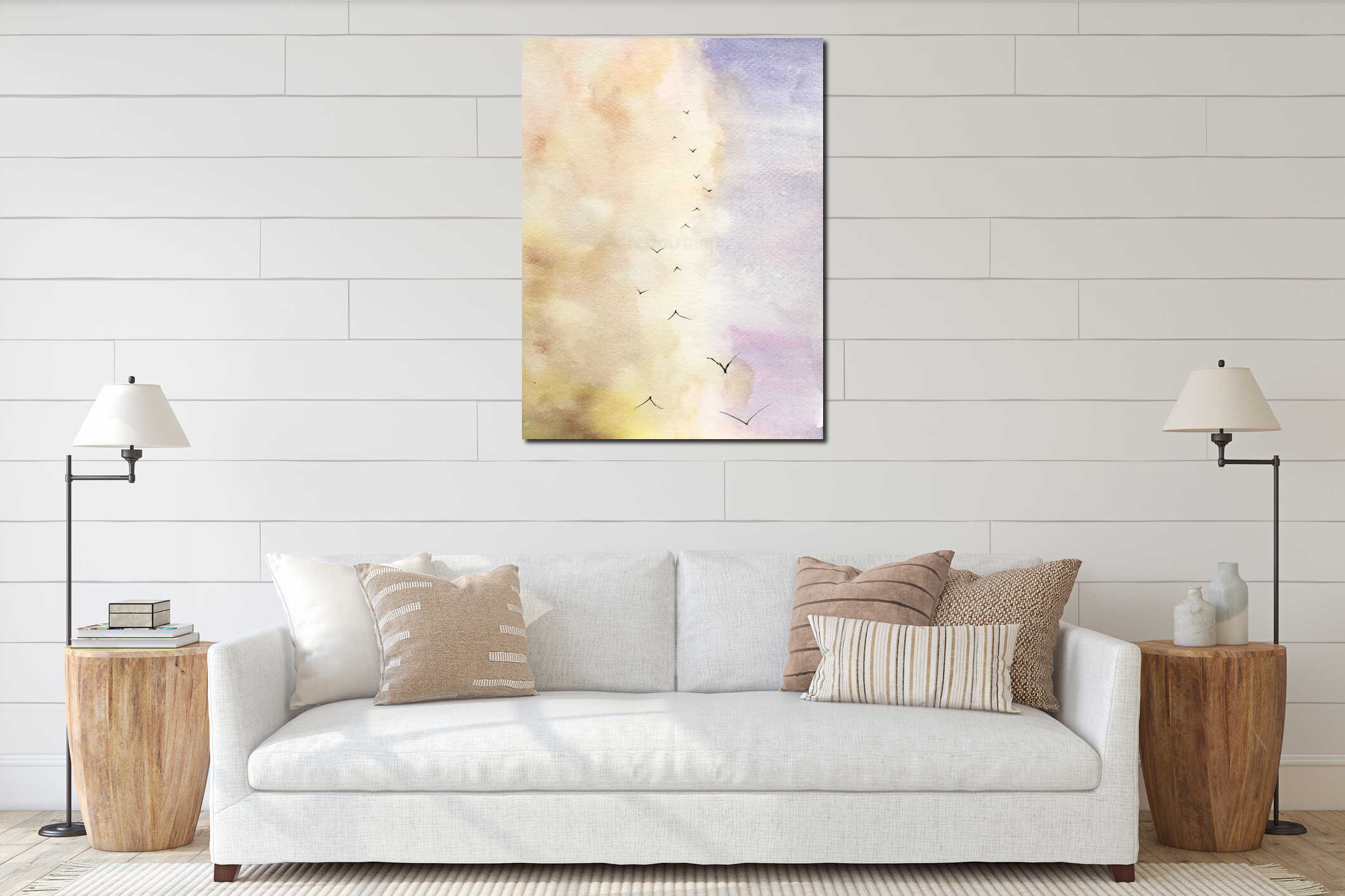 Canvas hanging interior mockup