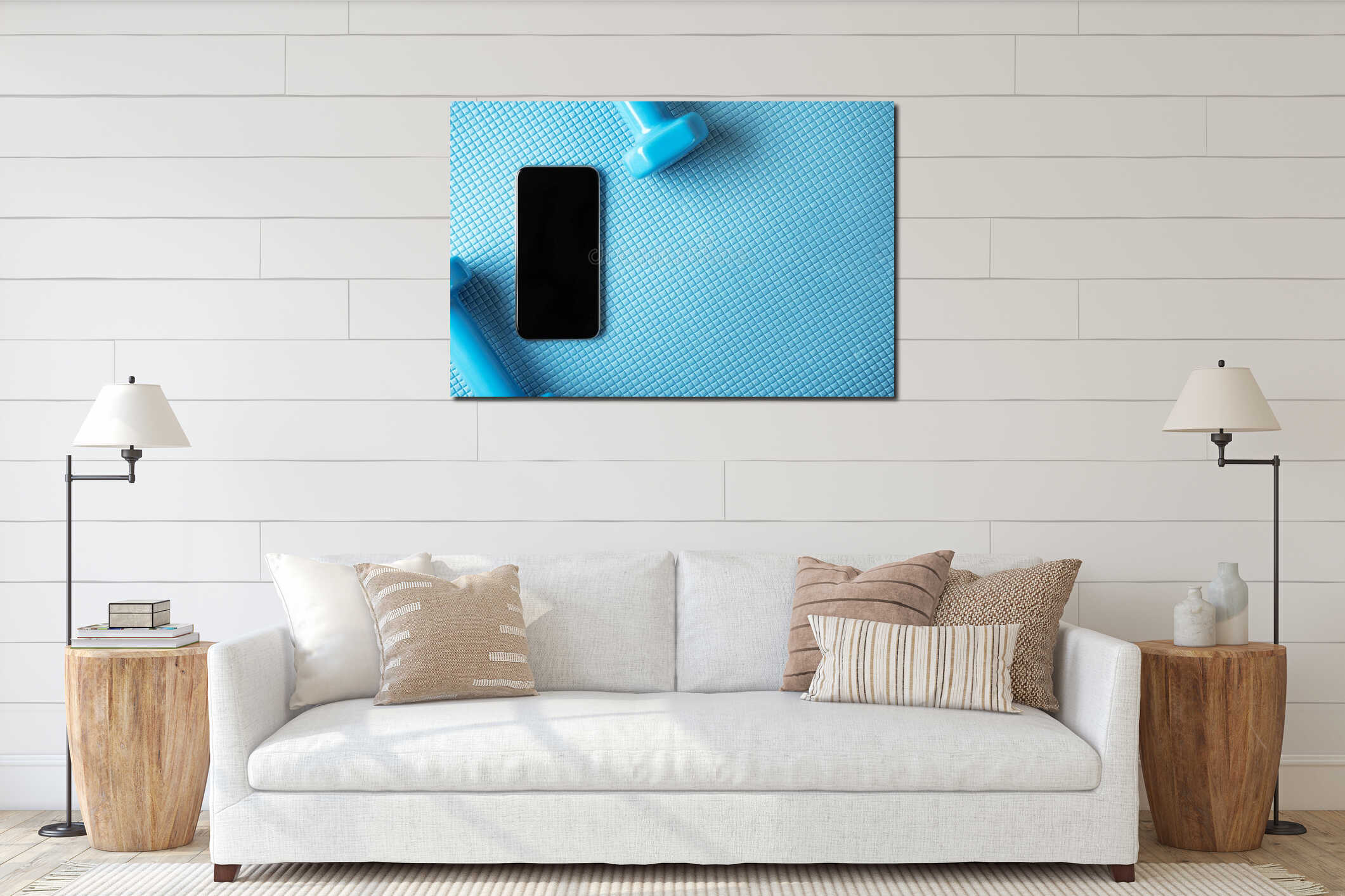Canvas hanging interior mockup