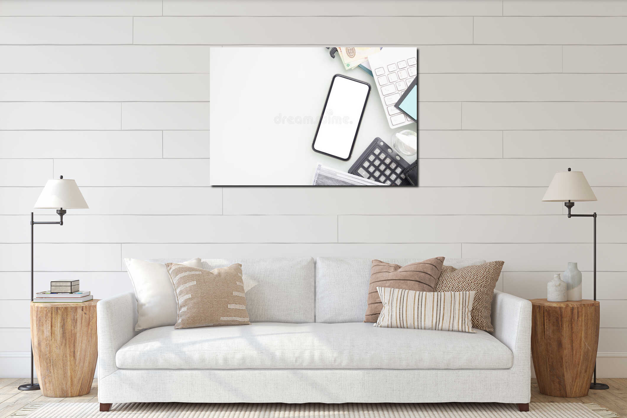 Canvas hanging interior mockup