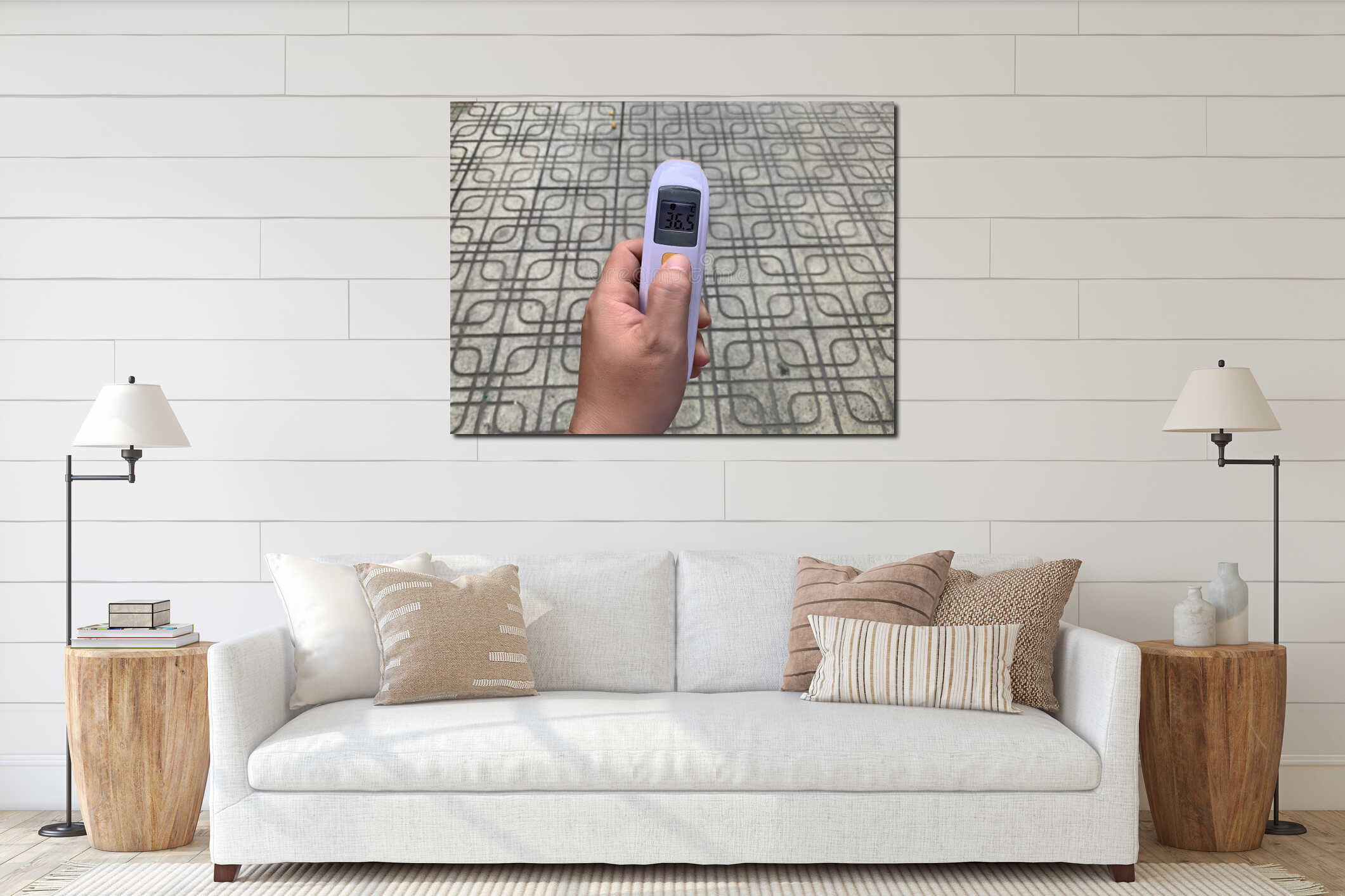 Canvas hanging interior mockup
