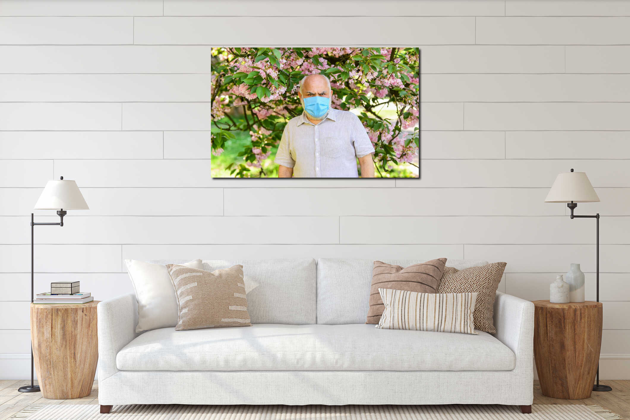 Canvas hanging interior mockup