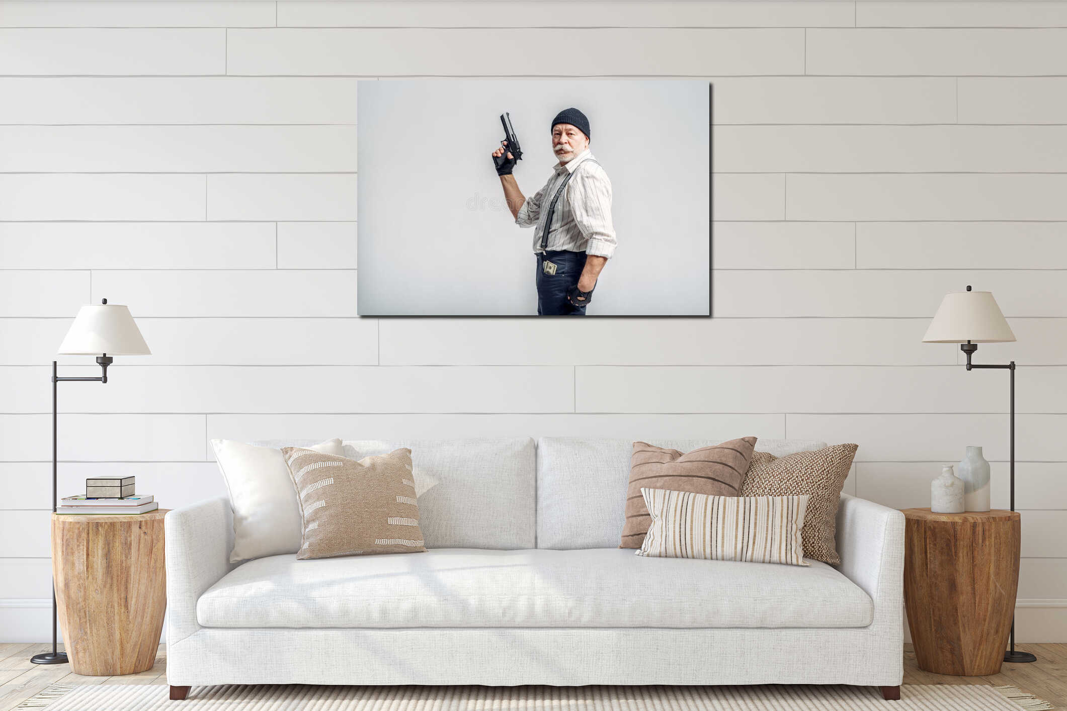 Canvas hanging interior mockup