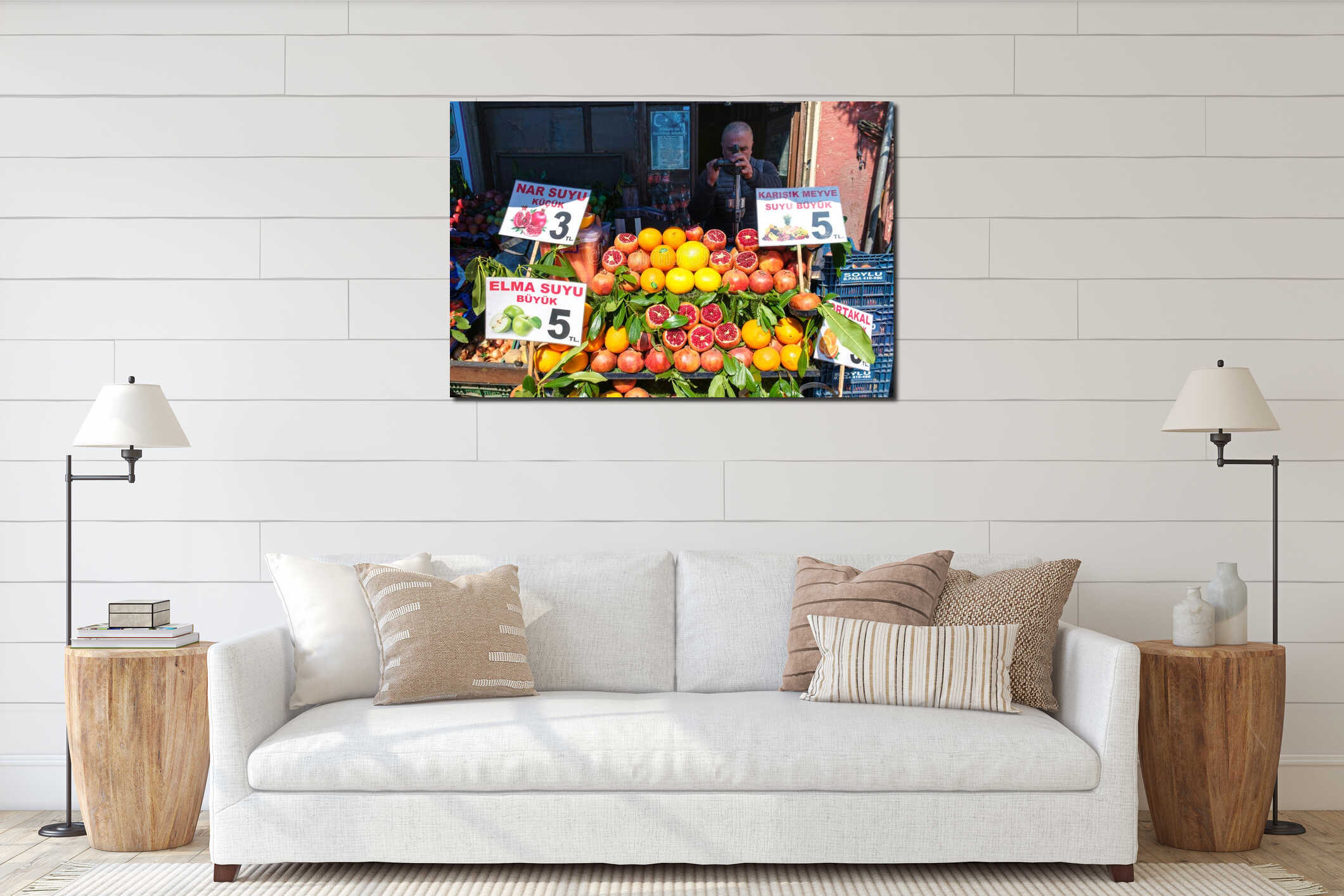 Canvas hanging interior mockup