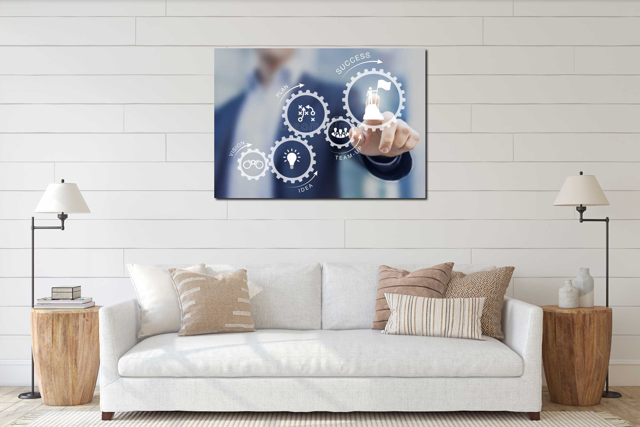 Canvas hanging interior mockup