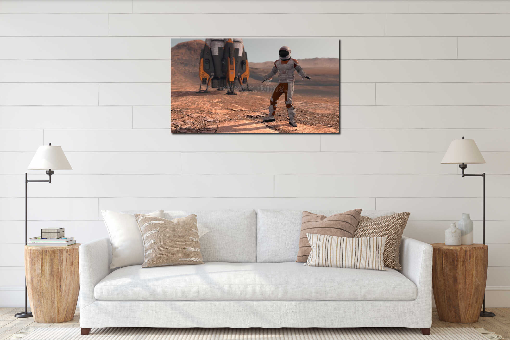 Canvas hanging interior mockup