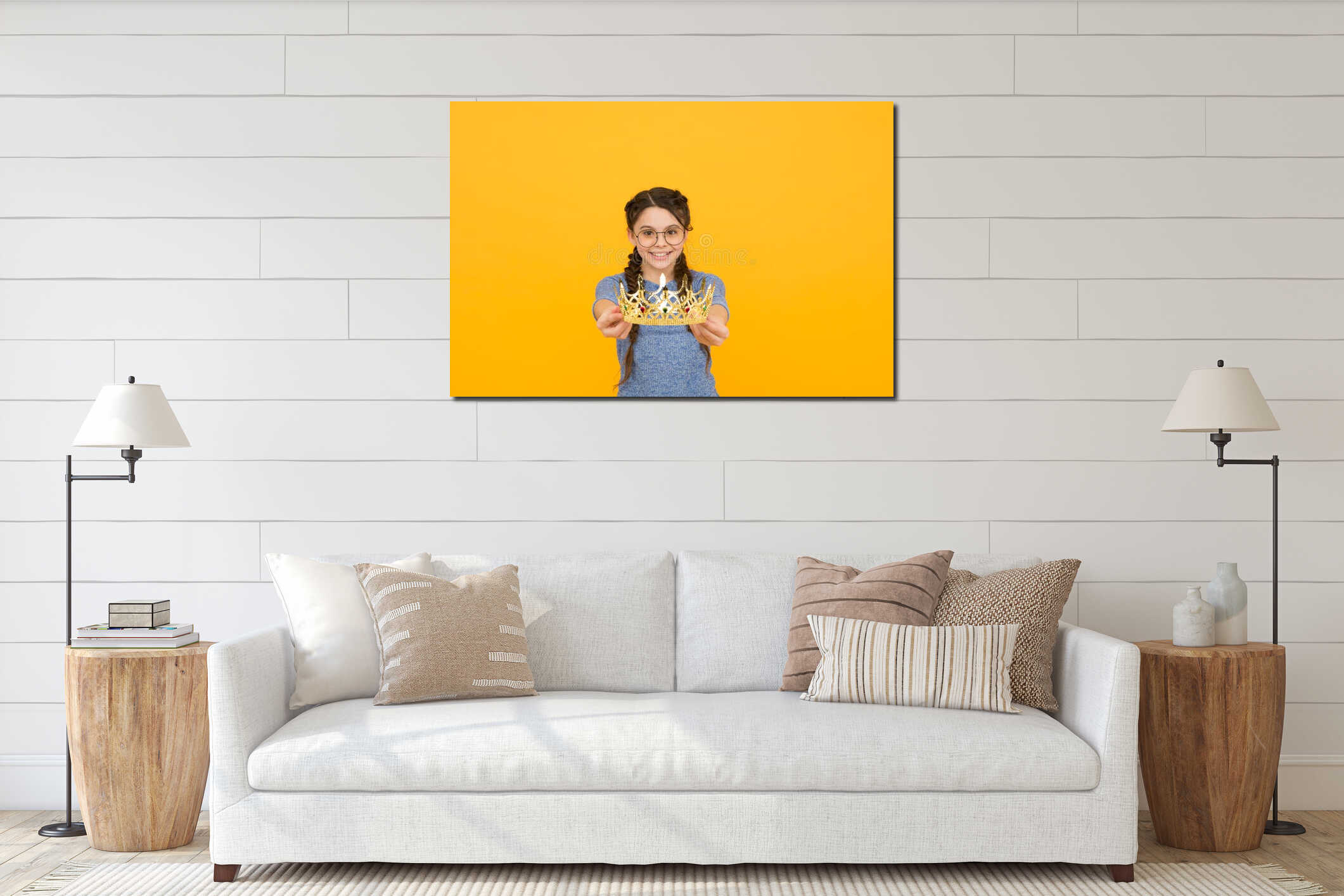 Canvas hanging interior mockup