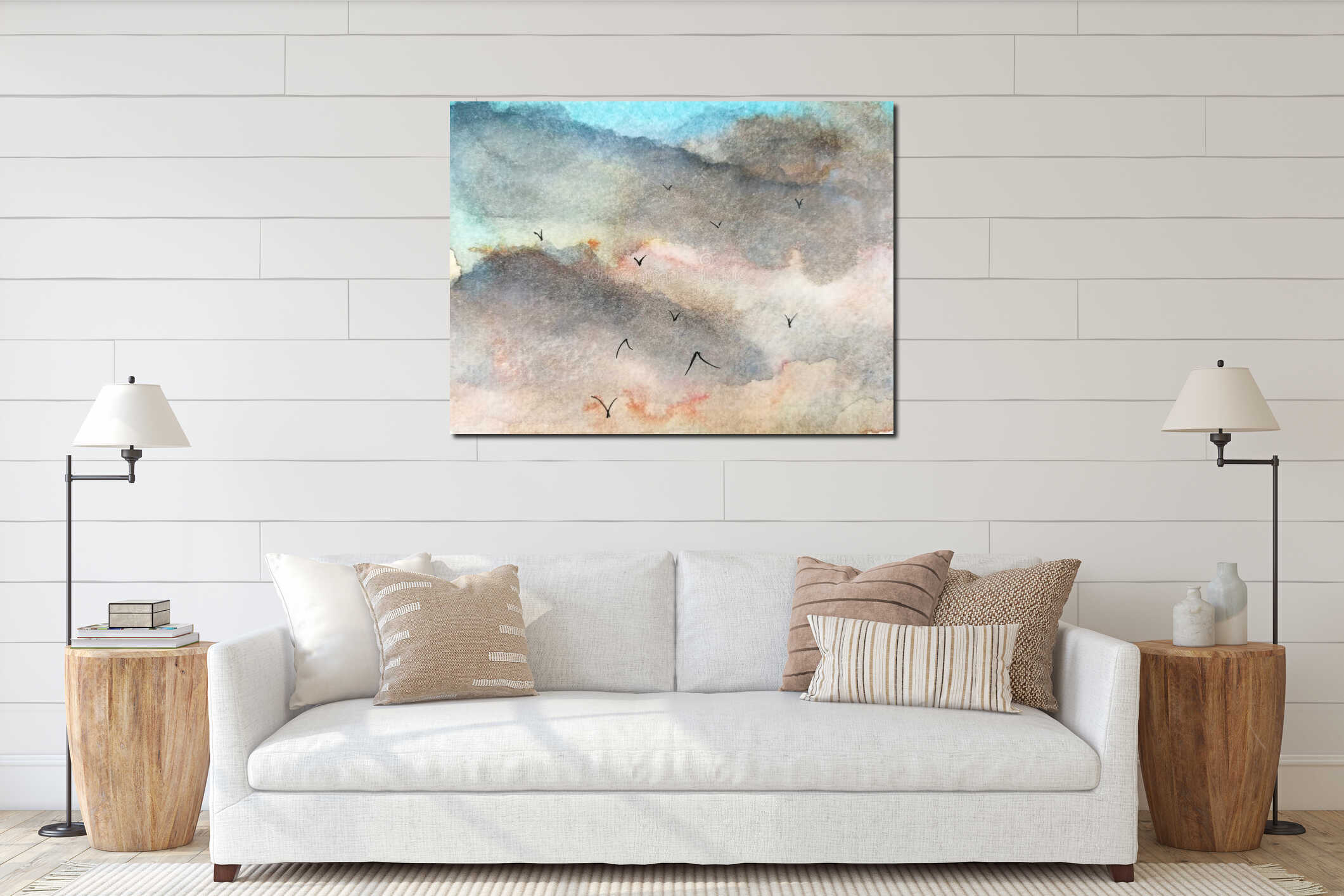 Canvas hanging interior mockup