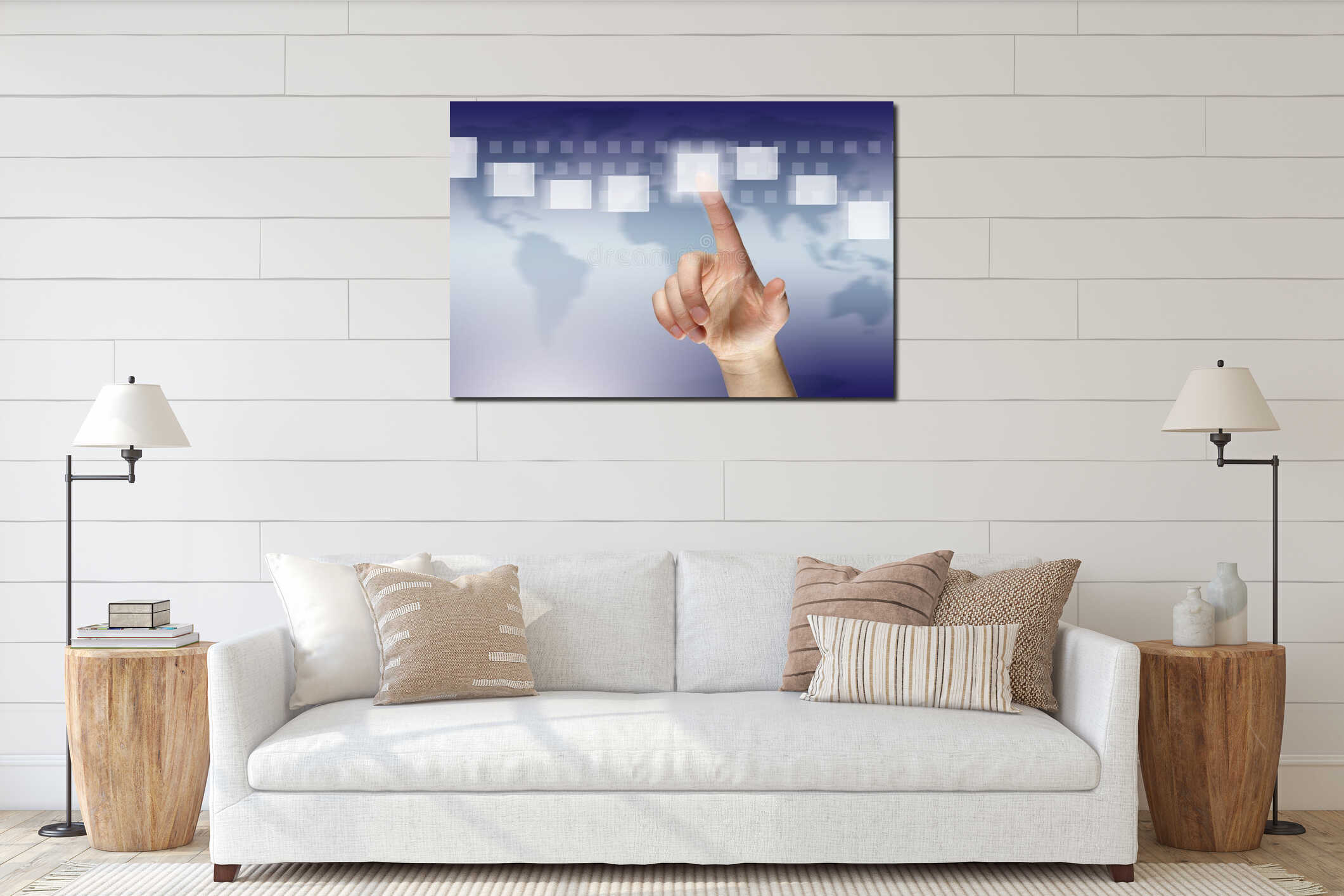 Canvas hanging interior mockup