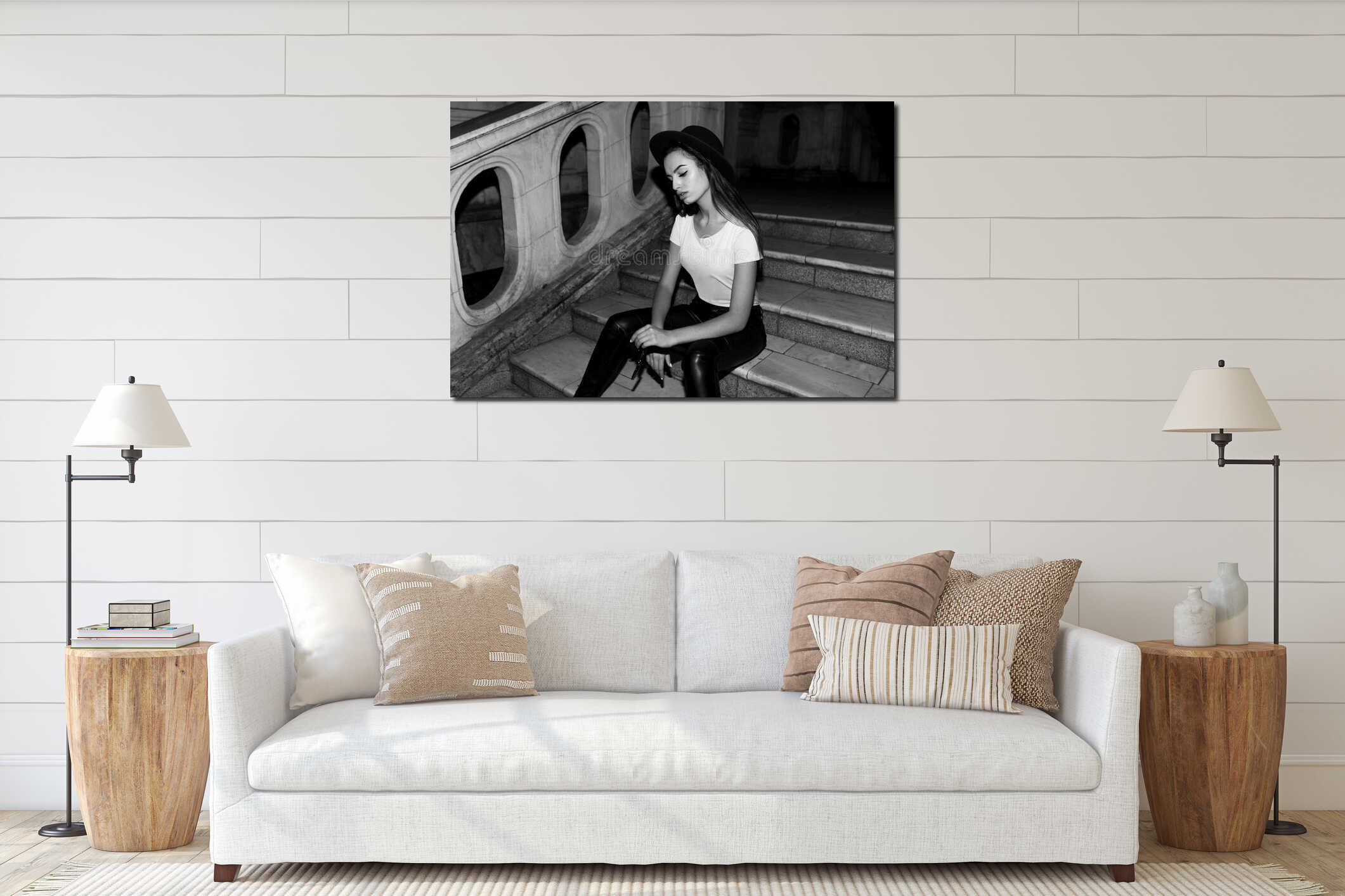 Canvas hanging interior mockup