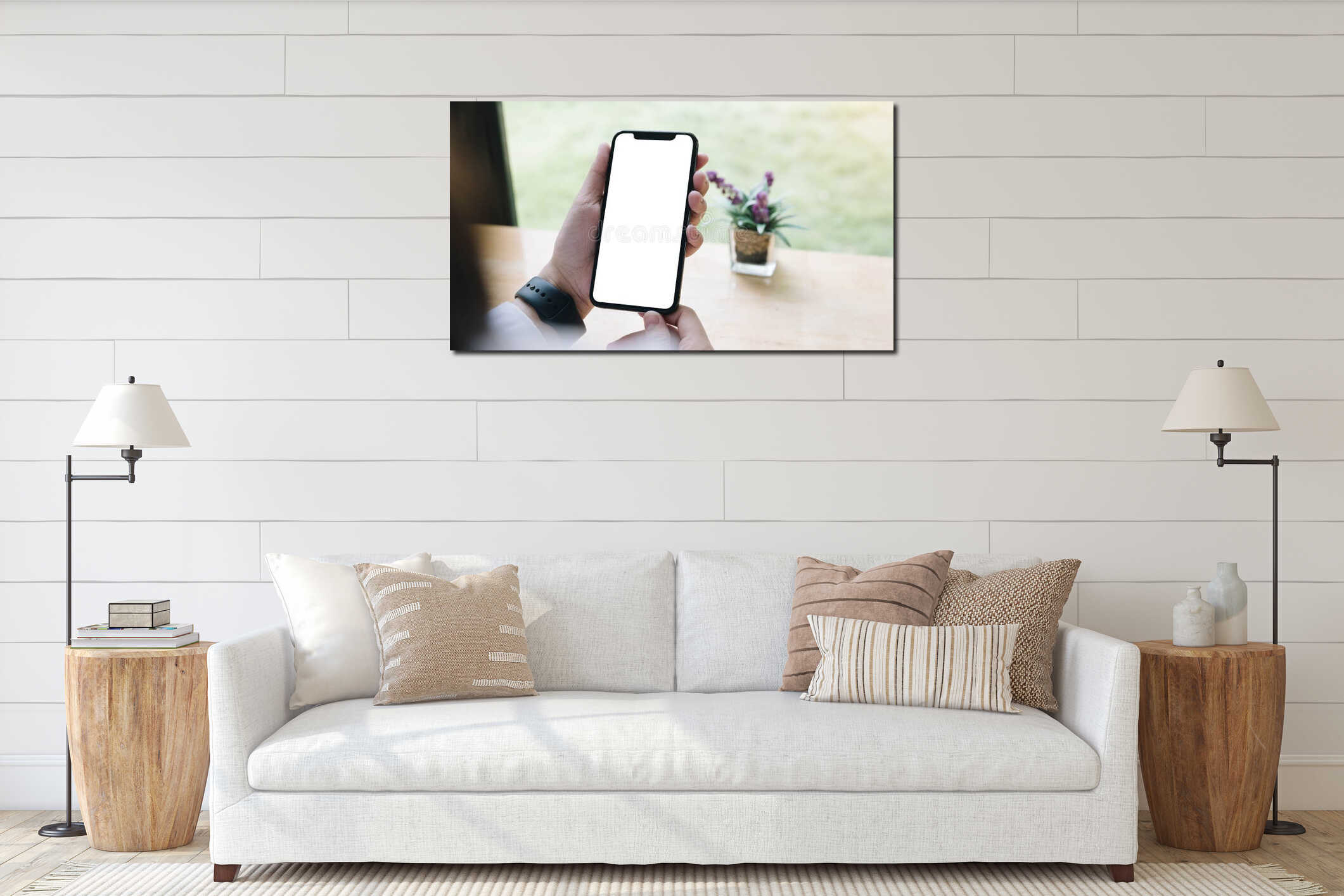 Canvas hanging interior mockup