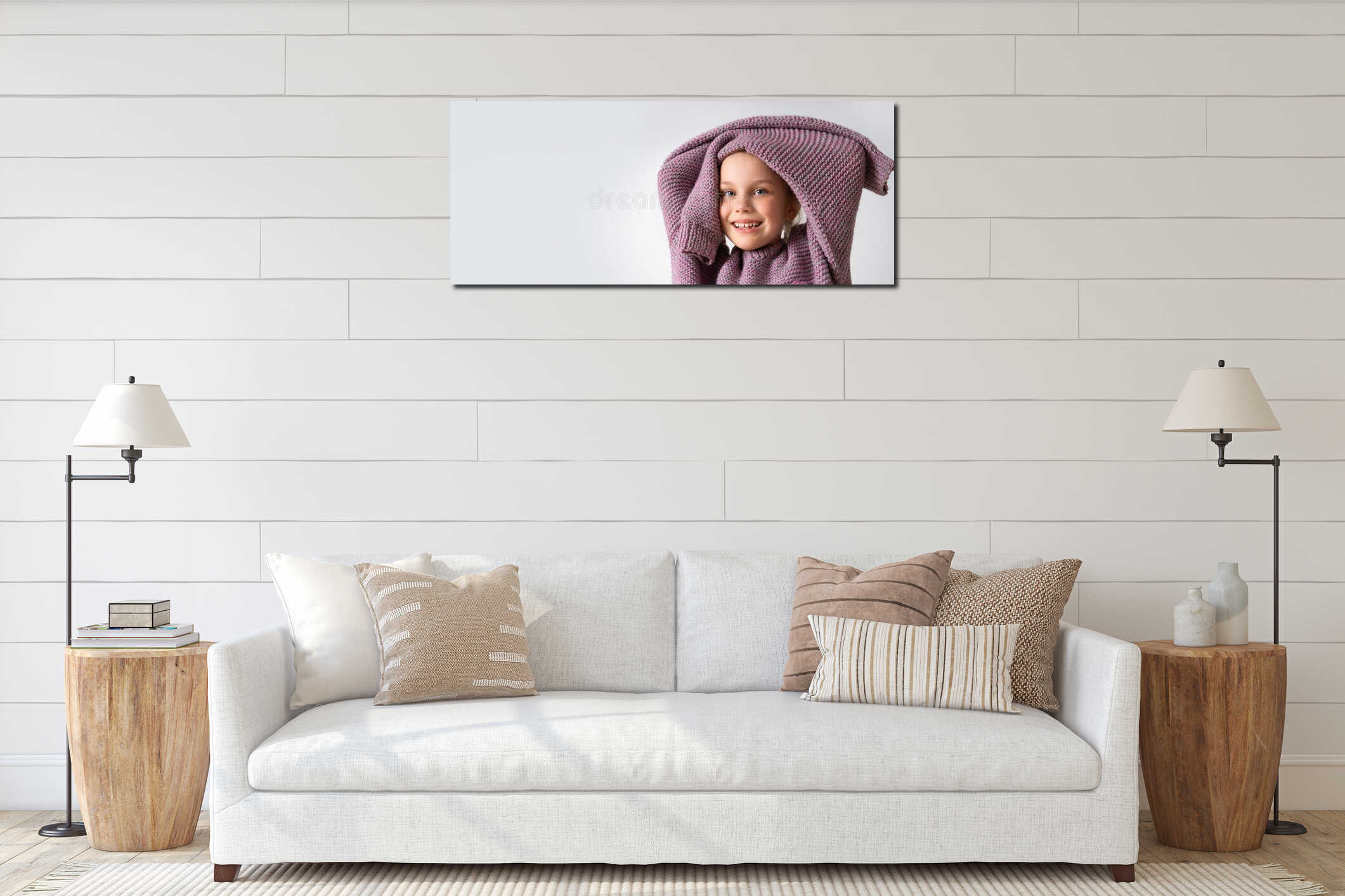 Canvas hanging interior mockup