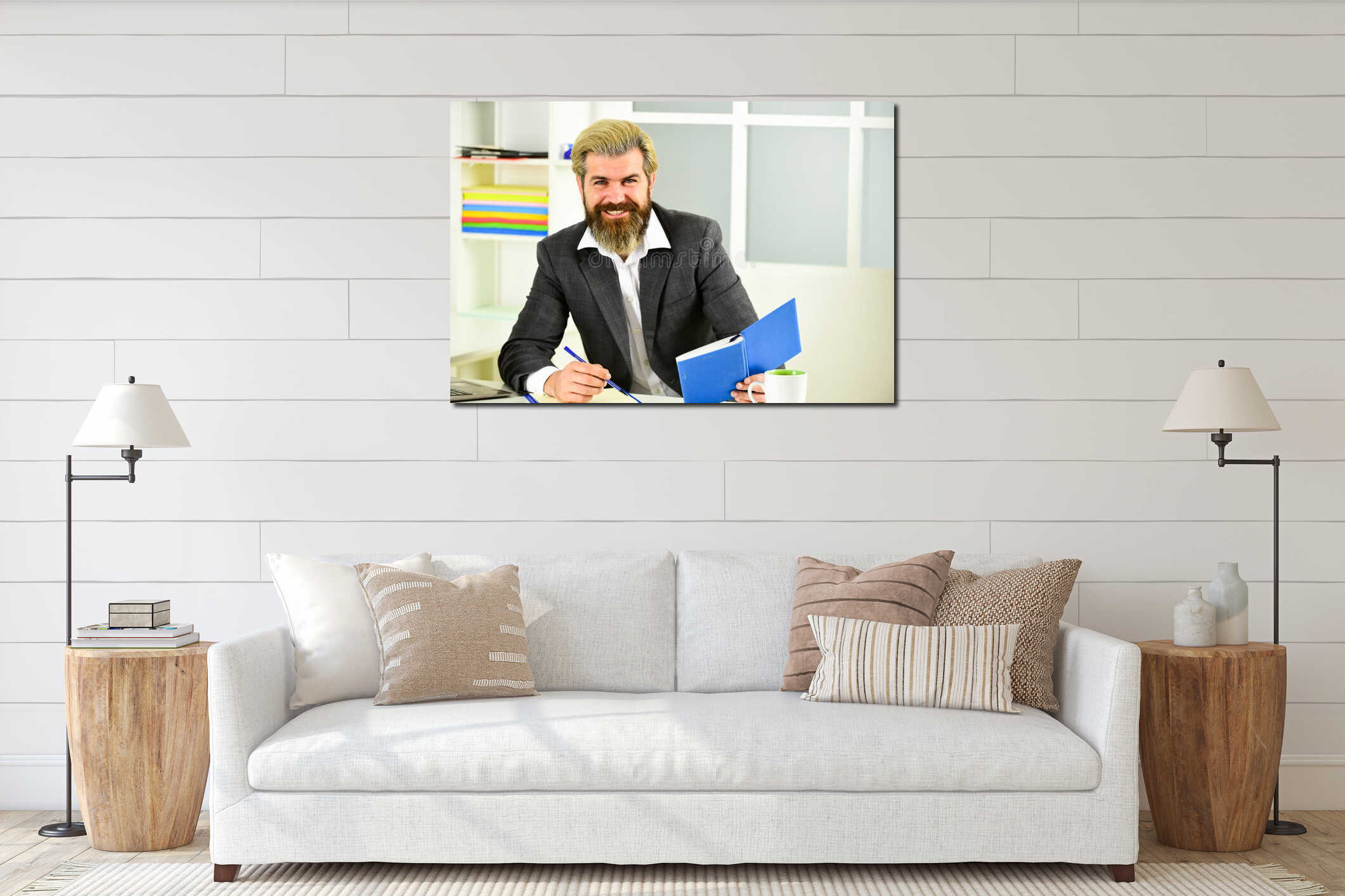 Canvas hanging interior mockup