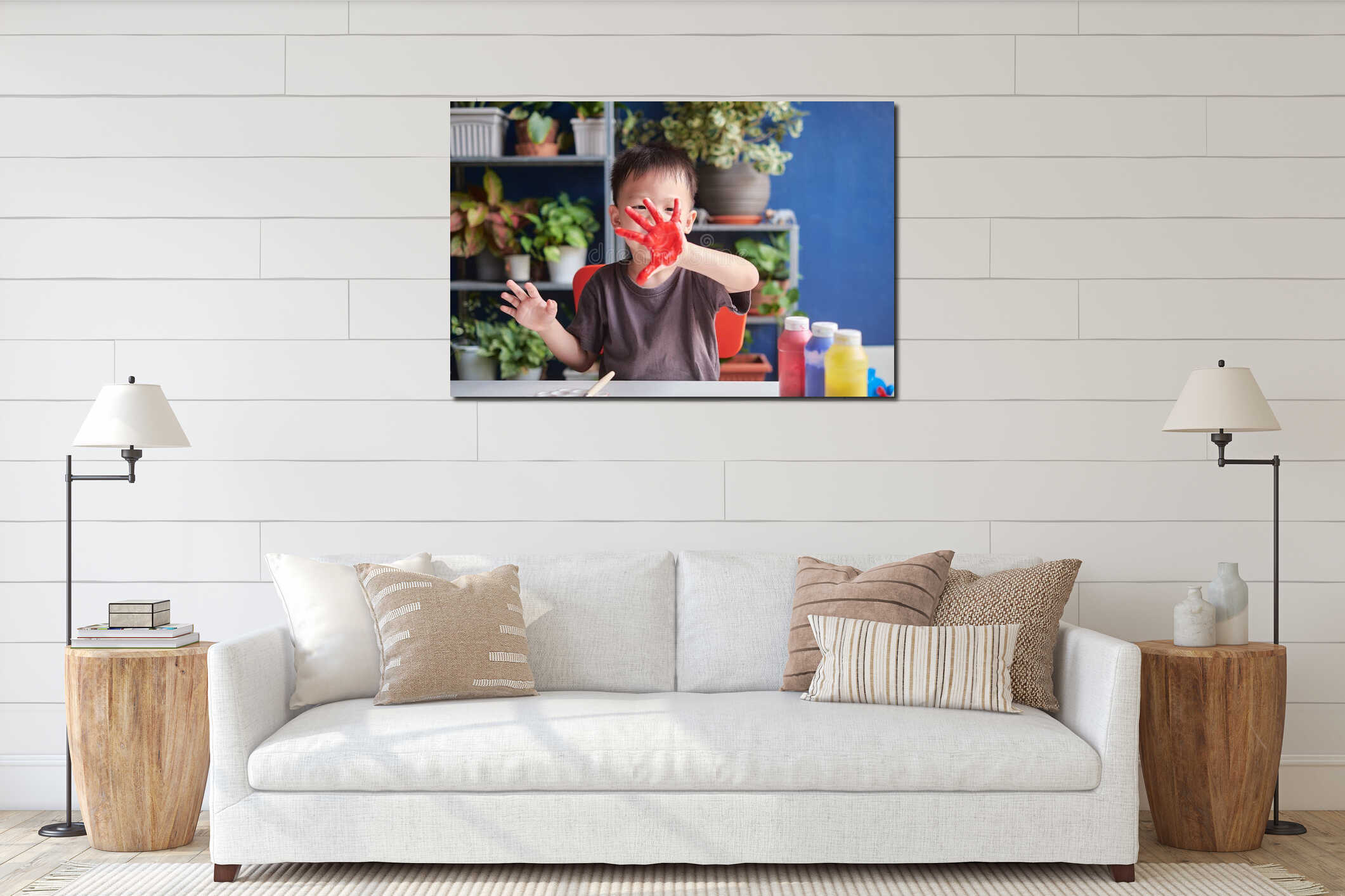 Canvas hanging interior mockup