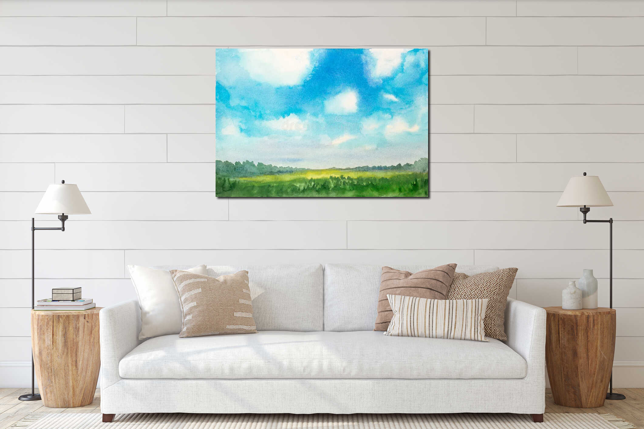 Canvas hanging interior mockup