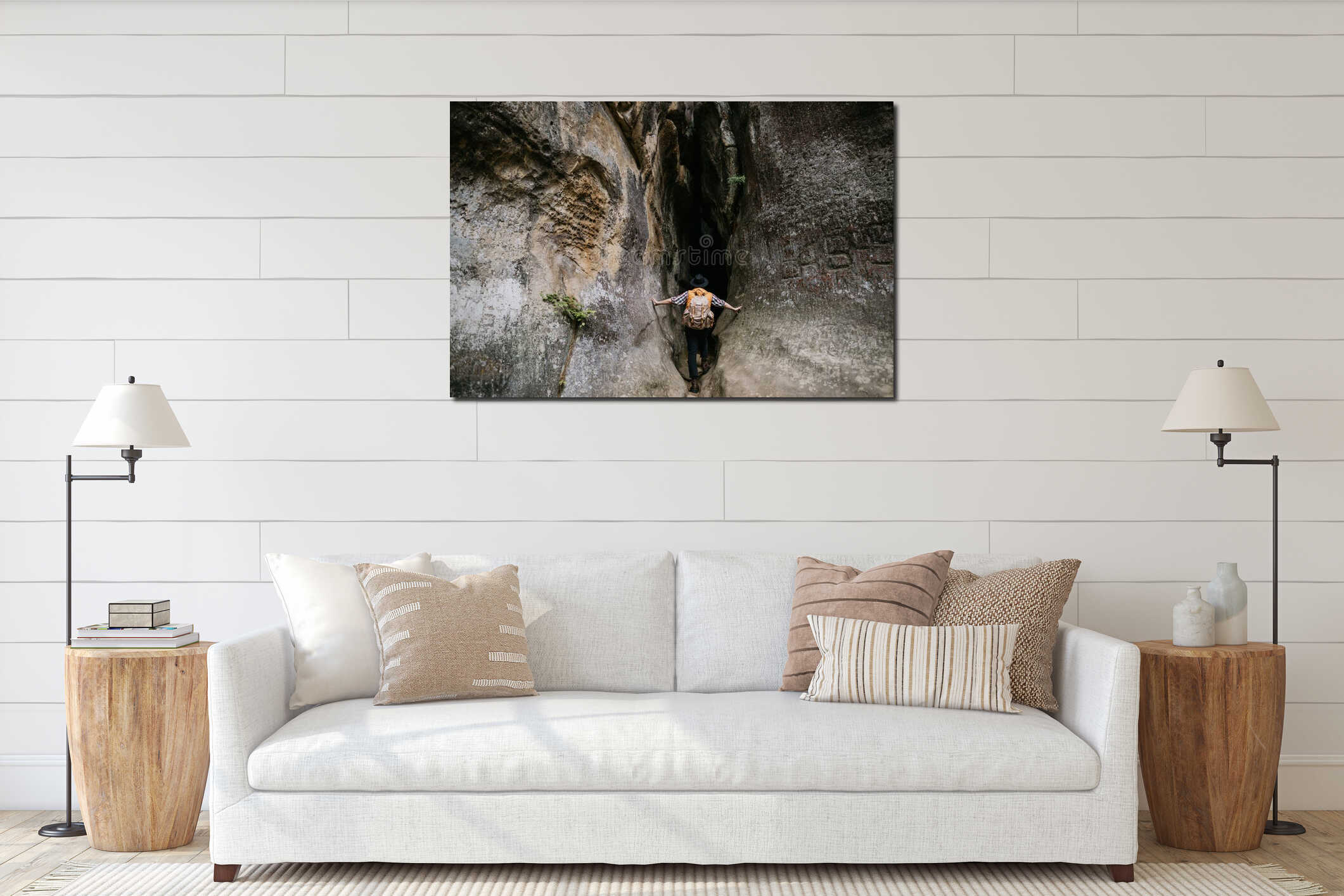 Canvas hanging interior mockup