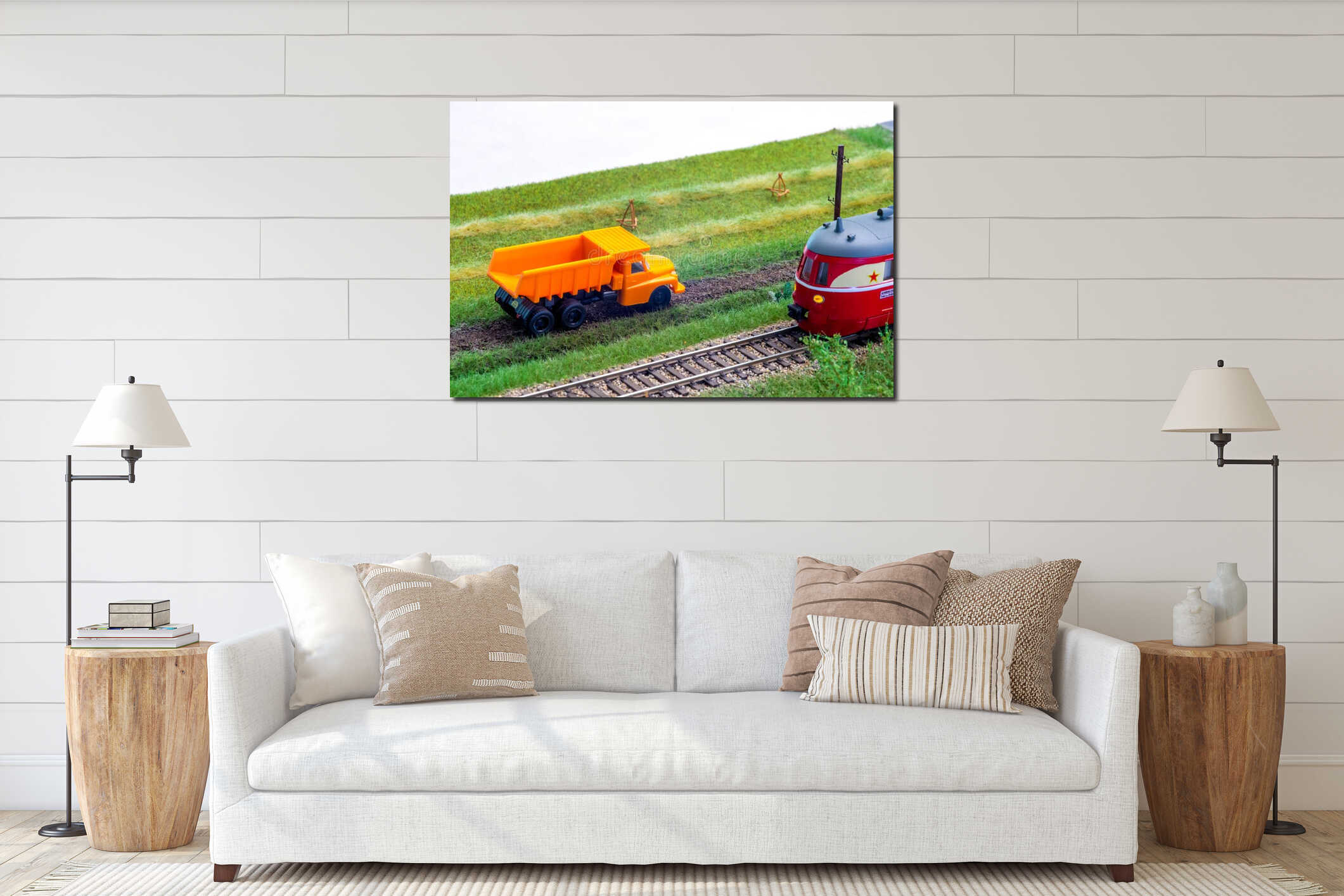 Canvas hanging interior mockup