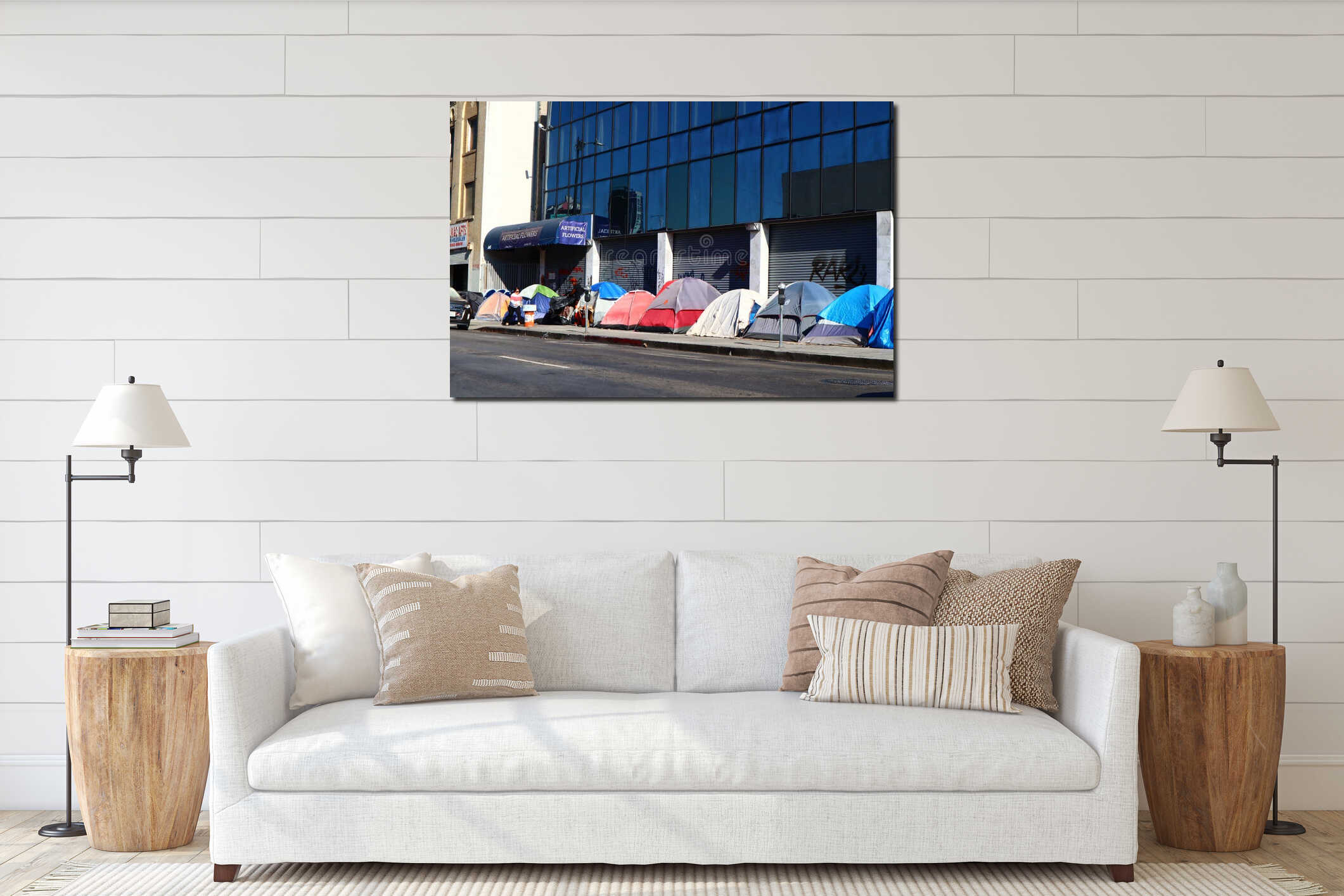 Canvas hanging interior mockup