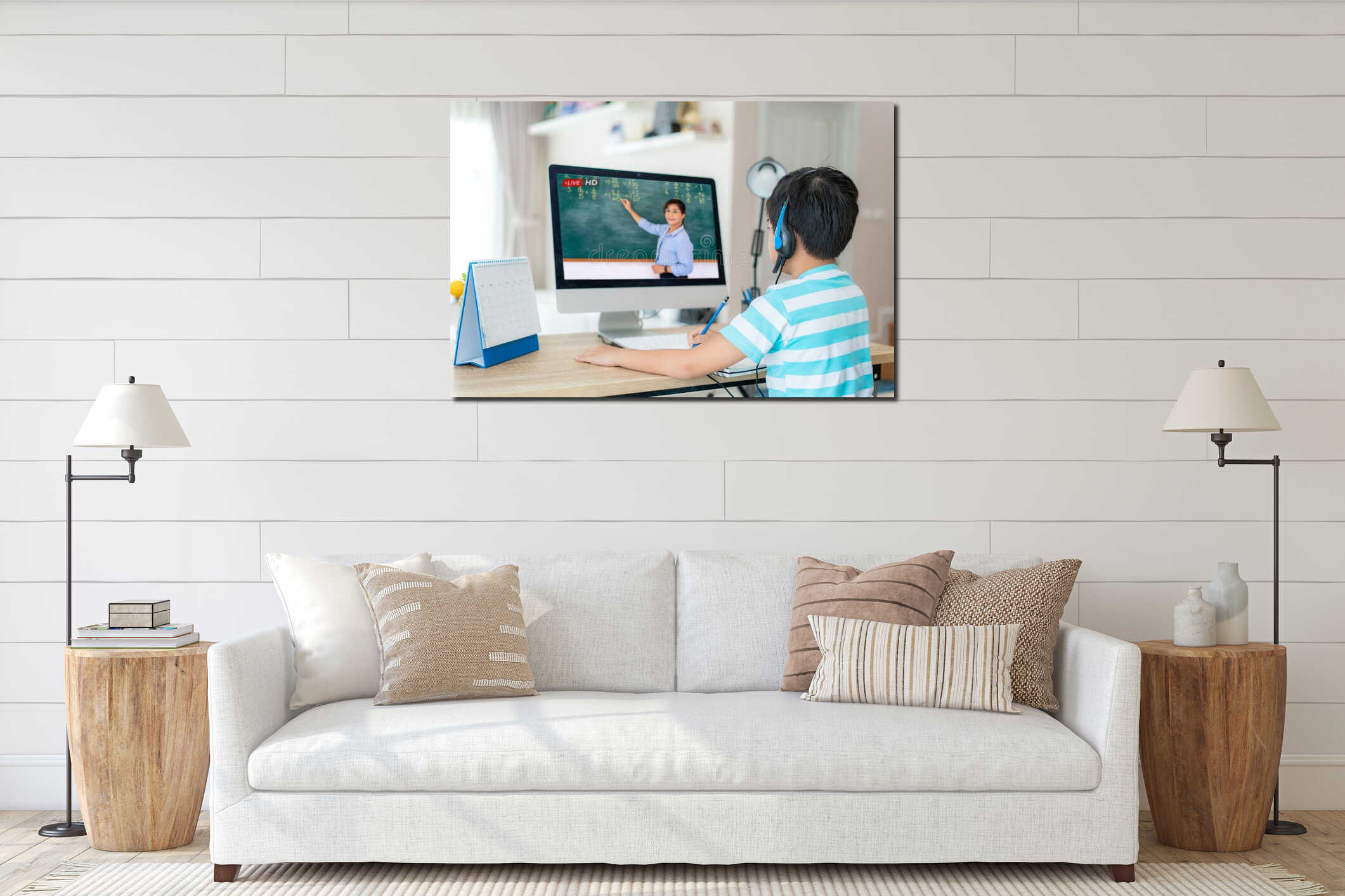 Canvas hanging interior mockup