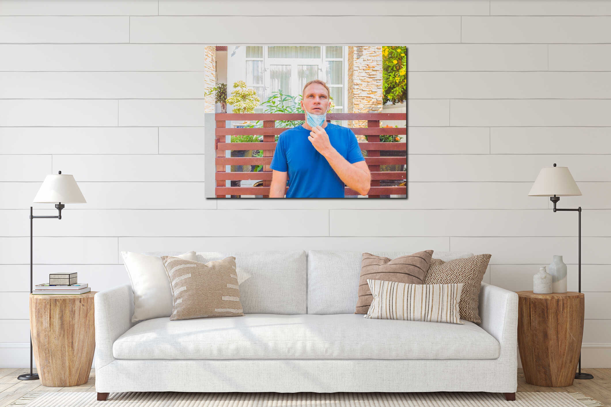 Canvas hanging interior mockup